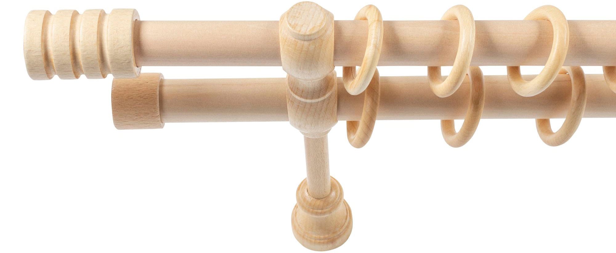 SN DECO GROUP Tringle à rideaux »Pisa« 2 course-läufig Dimension fixe 28 mm, Holz, verschiedene Längen und Farben, Komplettset