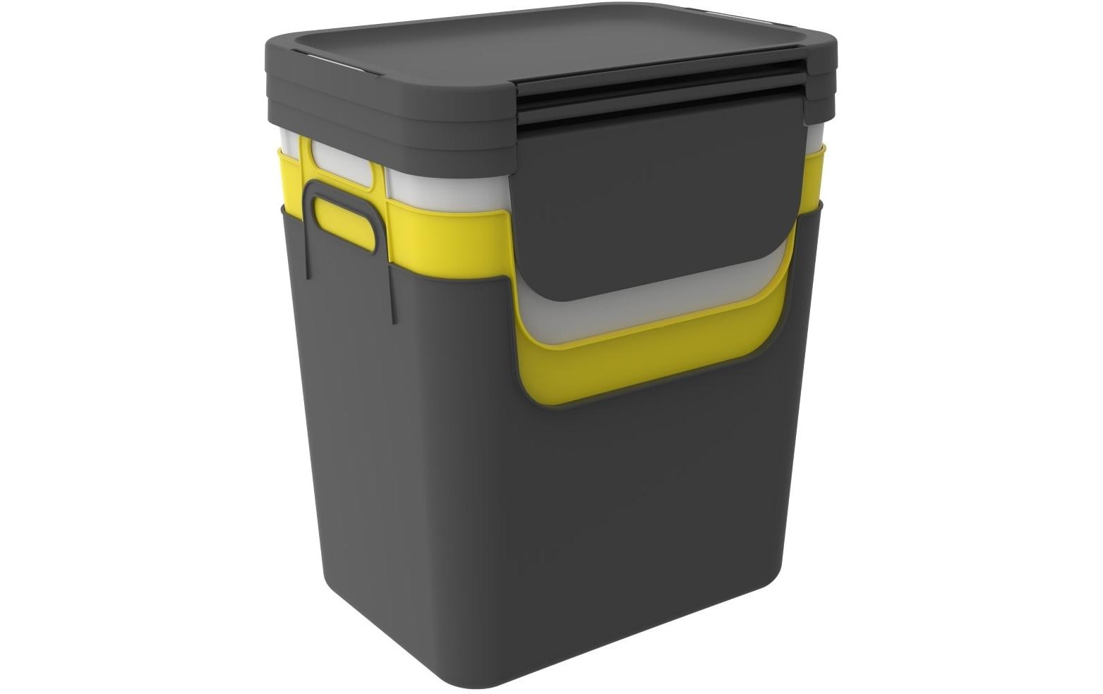 ROTHO Mülltrennsystem „30 L gelb“, 3 Behälter