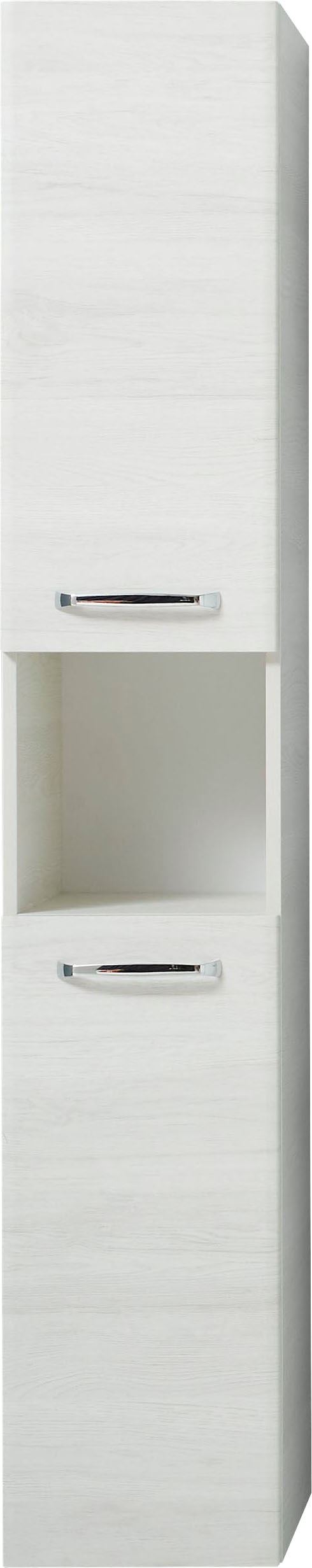 Image of Saphir Hochschrank "Quickset Badschrank 30 cm breit, 2 Türen, 1 Nische, 3 Einlegeböden" Badezimmer-Hochschrank inkl. Türdämpfer, Griffe in Chrom glänzend