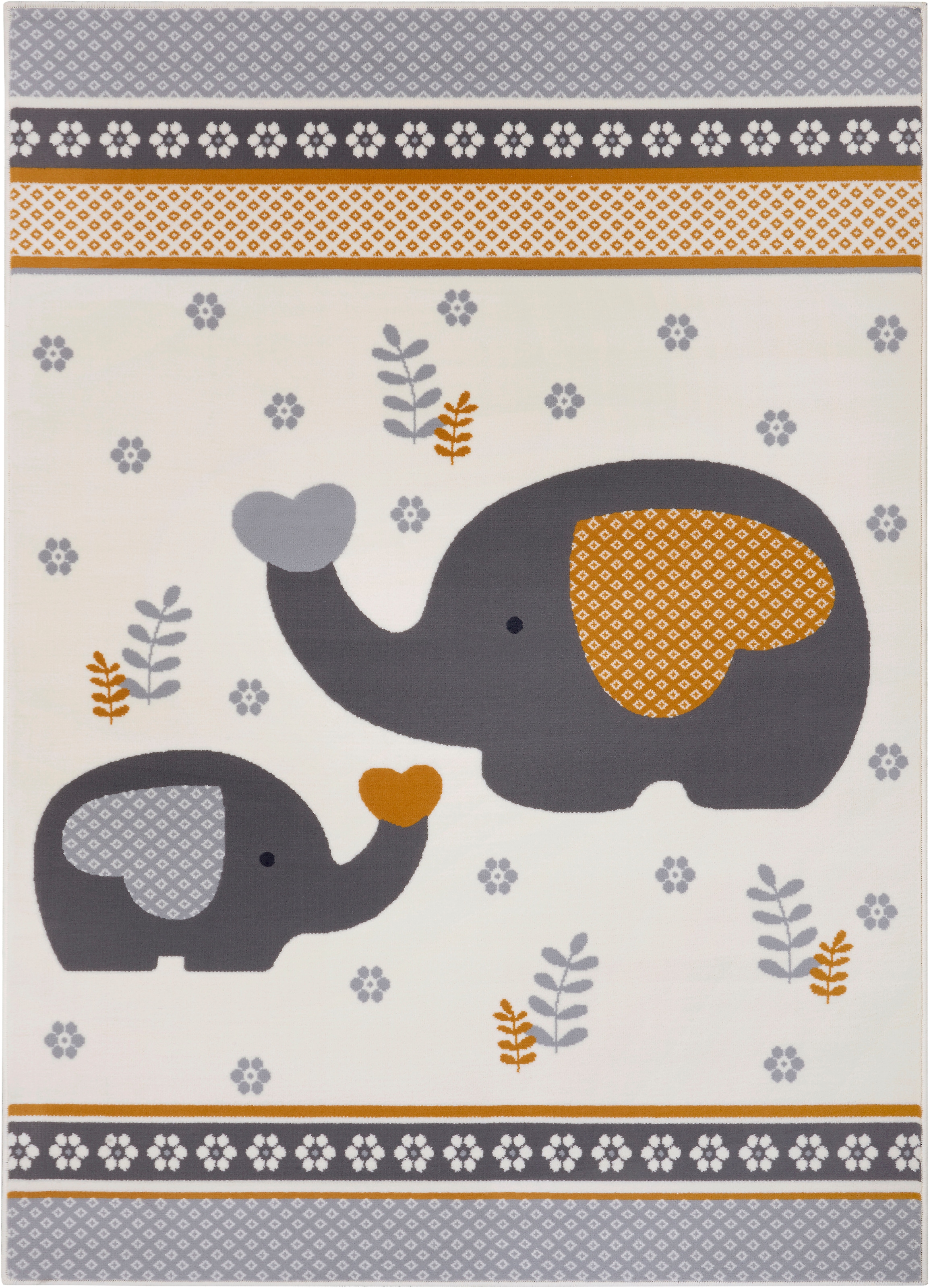 HANSE Home Kinderteppich »Happy Elefant«, rechteckig, Herz, Blume, Tiermotiv, Kurzflor,Strapazierfähig, Pflegeleicht, Robust