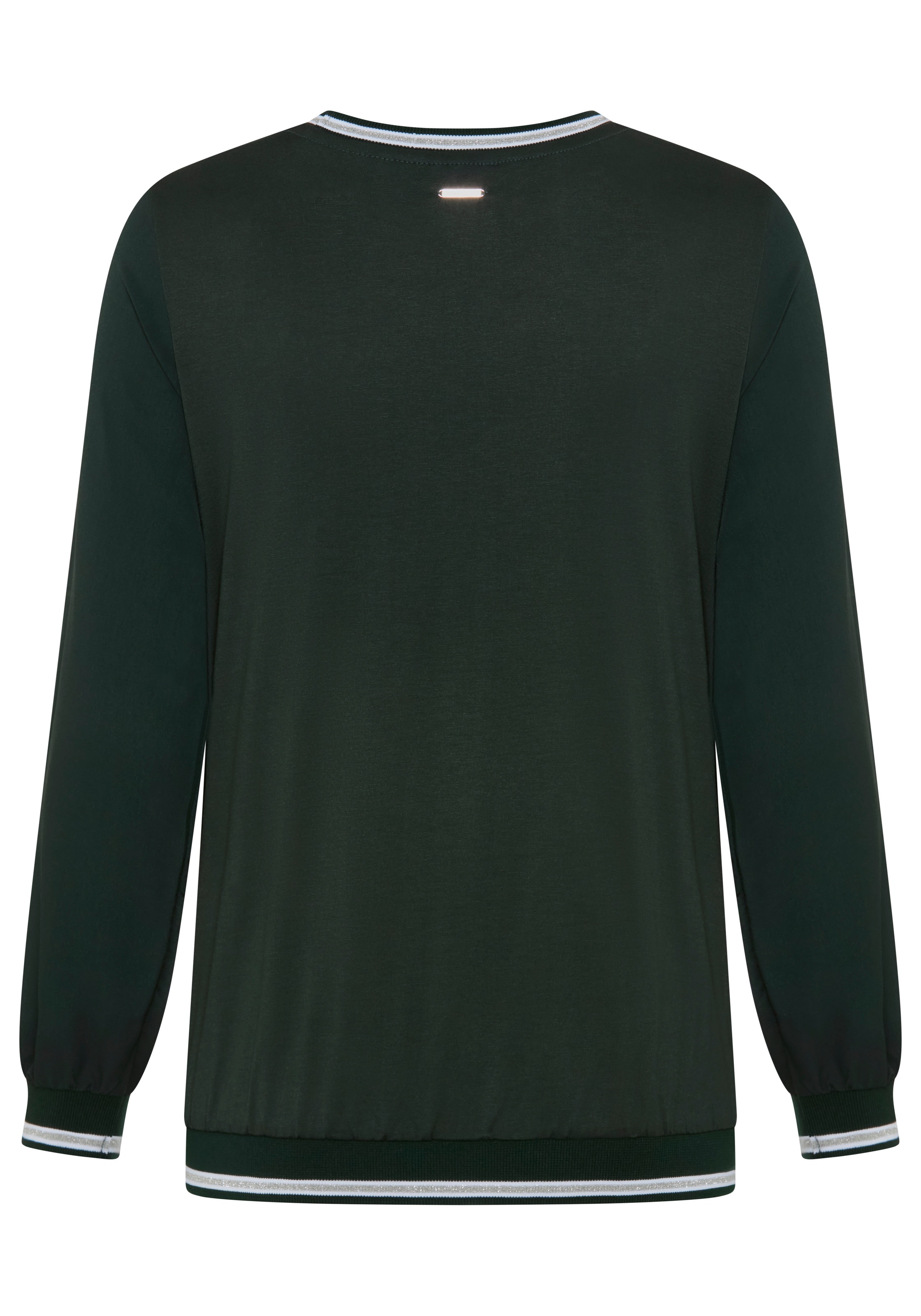 Laura Scott Blouse à enfiler manches longues avec poignets, bord-côte contrasté en fil brillant, coupe décontractée