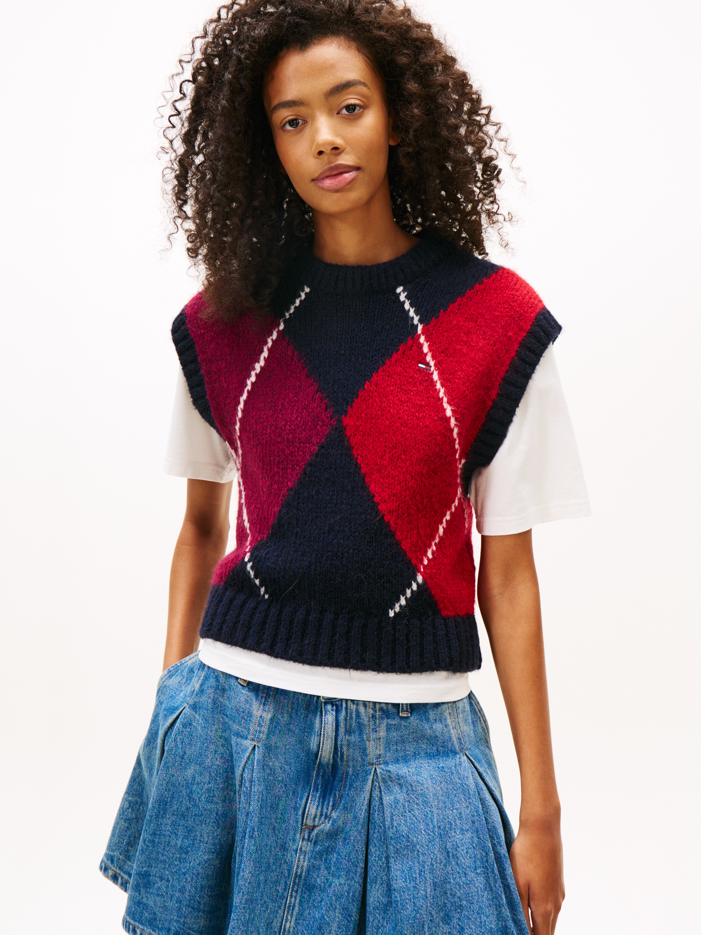Image of Tommy Jeans Pullunder "TJW ARGYLE SWEATER VEST" Argyle Strickmuster, Strick mit Alpaka