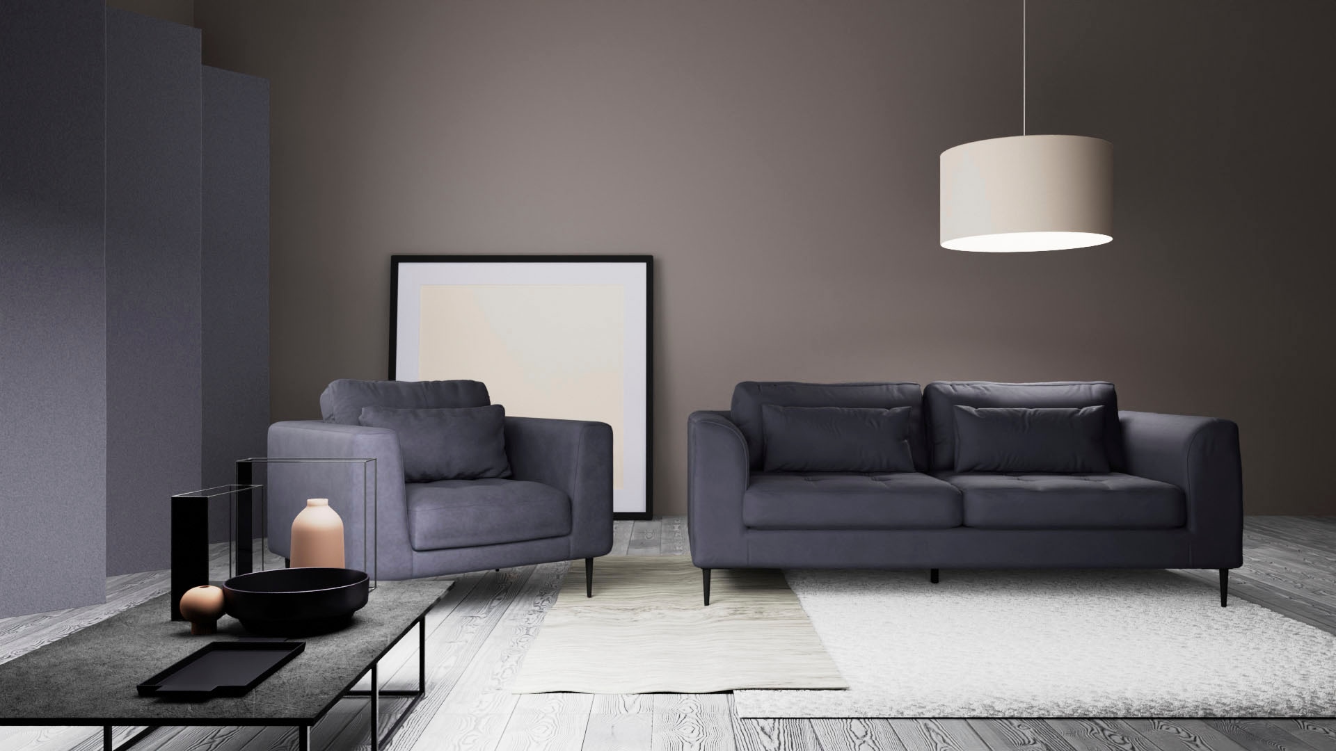 Image of TRENDMANUFAKTUR Sessel "Luzi, Loungesessel, modern, ca. 15cm hohe Füssen, Samtvelours" Designsessel mit tollem Sitzkomfort, Metallfüsse schwarz, Breite 96 cm
