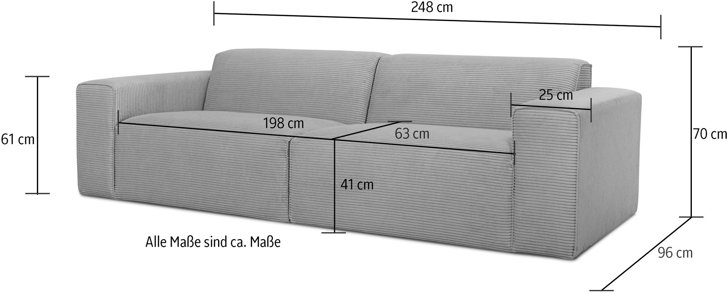 INOSIGN 3-Sitzer »Clayton«, in einem trendigen Cord-Bezug, verschiedene Kombinationen verfügbar