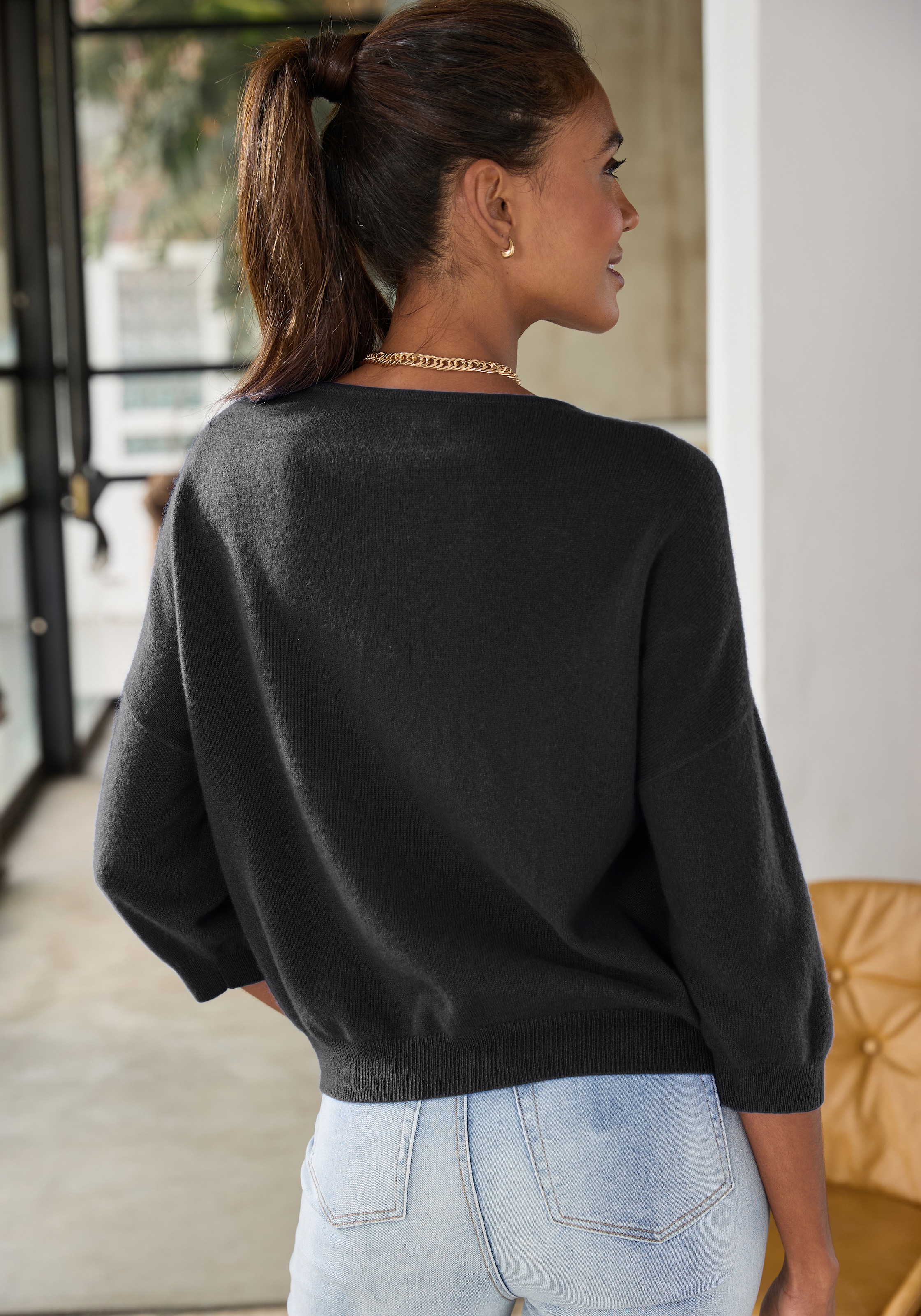 LASCANA Kaschmirpullover mit V-Ausschnitt