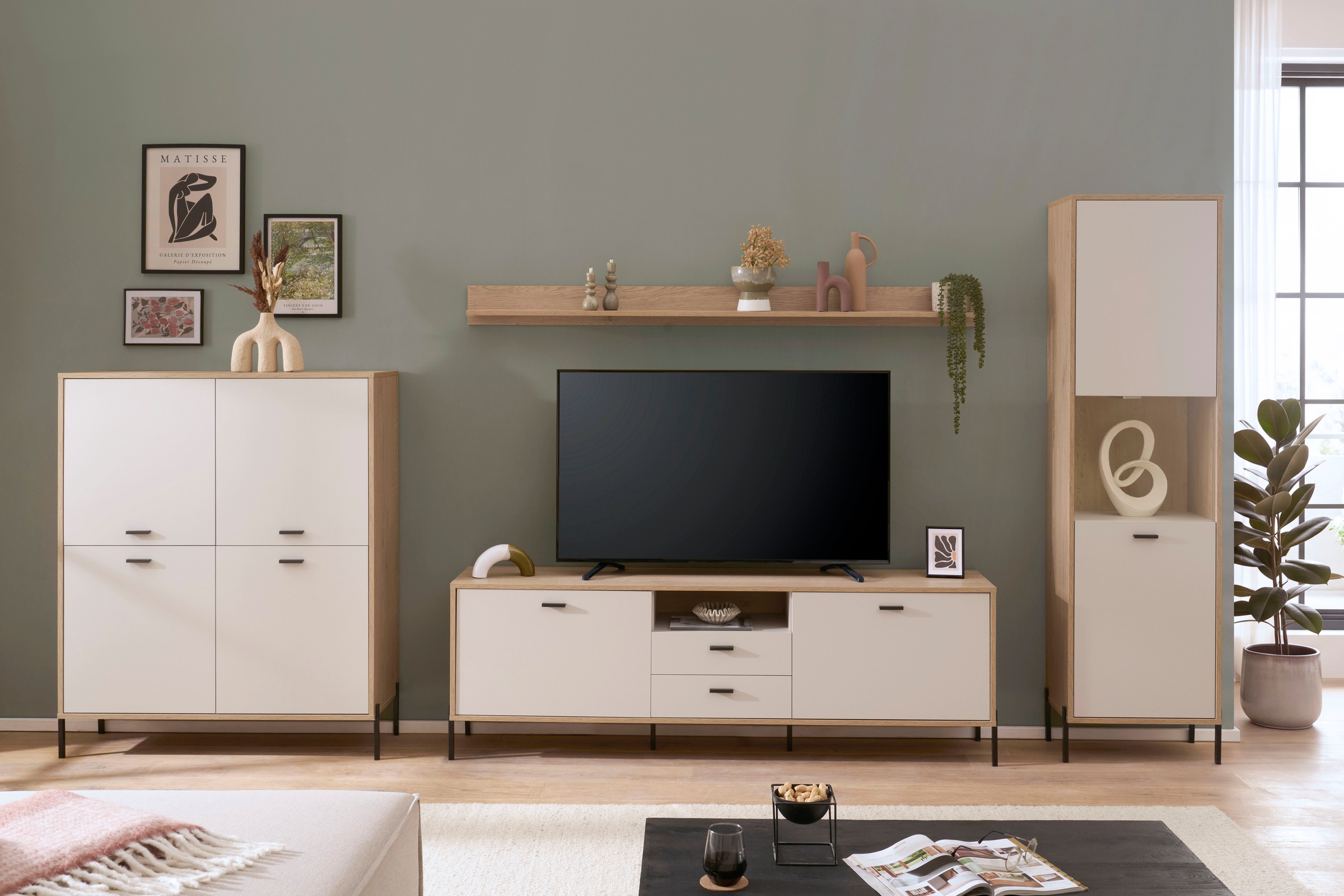 Home affaire Wohnwand »Fredericia, moderne Anbauwand, Komplettset in Kaschmir« Set, 4 Stk. tlg.