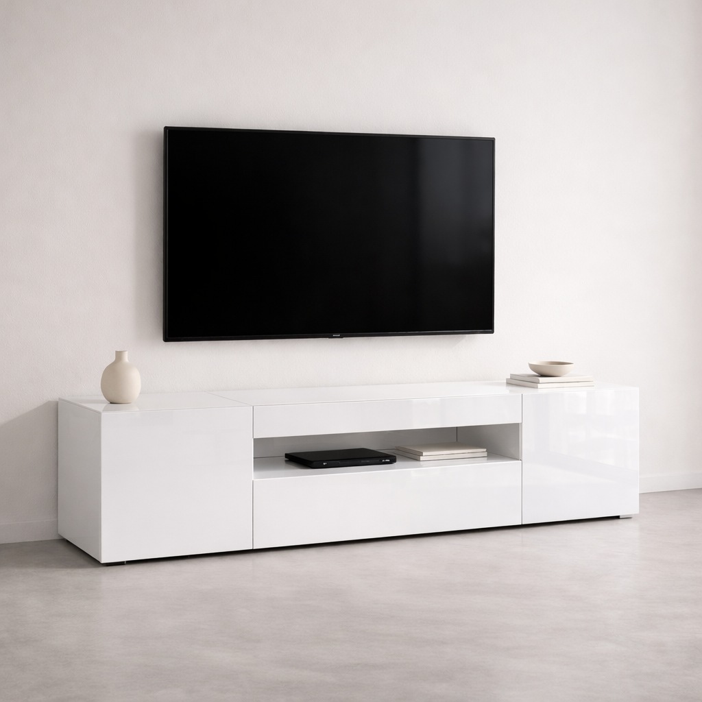 Image of GOODproduct Lowboard "LORENZO 2, TV-Board, TV-Kommode, TV-Schrank, TV-Unterschrank, TV-Möbel" Modernes lackiertes Hochglanz TV-Board, grifflos, Breite 200 cm