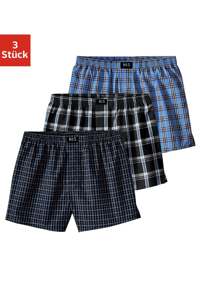 Image of H.I.S Boxer "Boxershorts für Jungen" Packung, 3 Stk. in verschiedenen coolen Karos