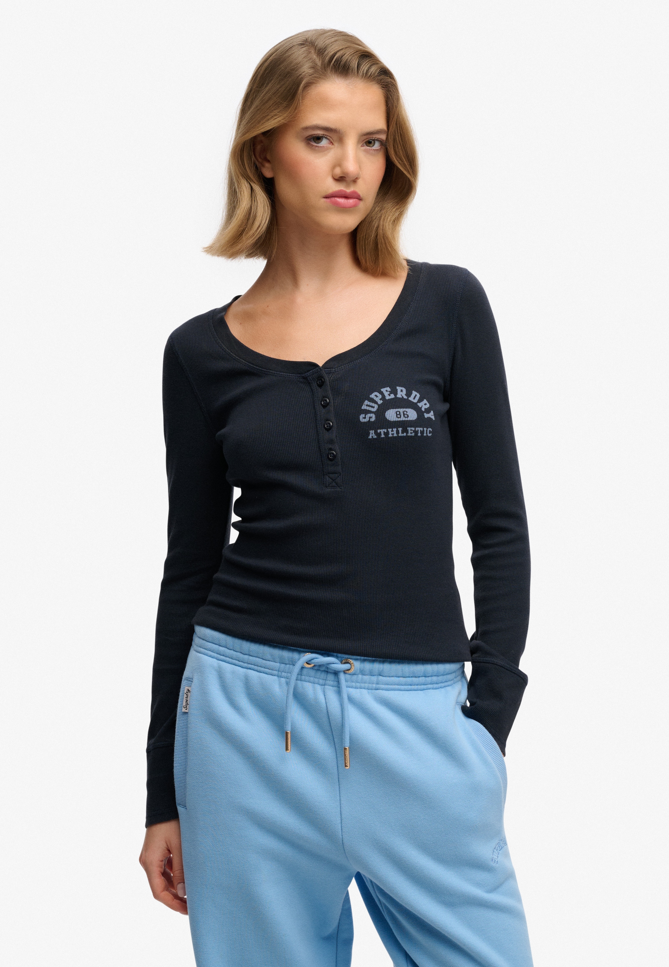 Image of Superdry Langarmshirt "ATHLETIC BUTTON DOWN LS TOP" Baumwolle, skinny fit
