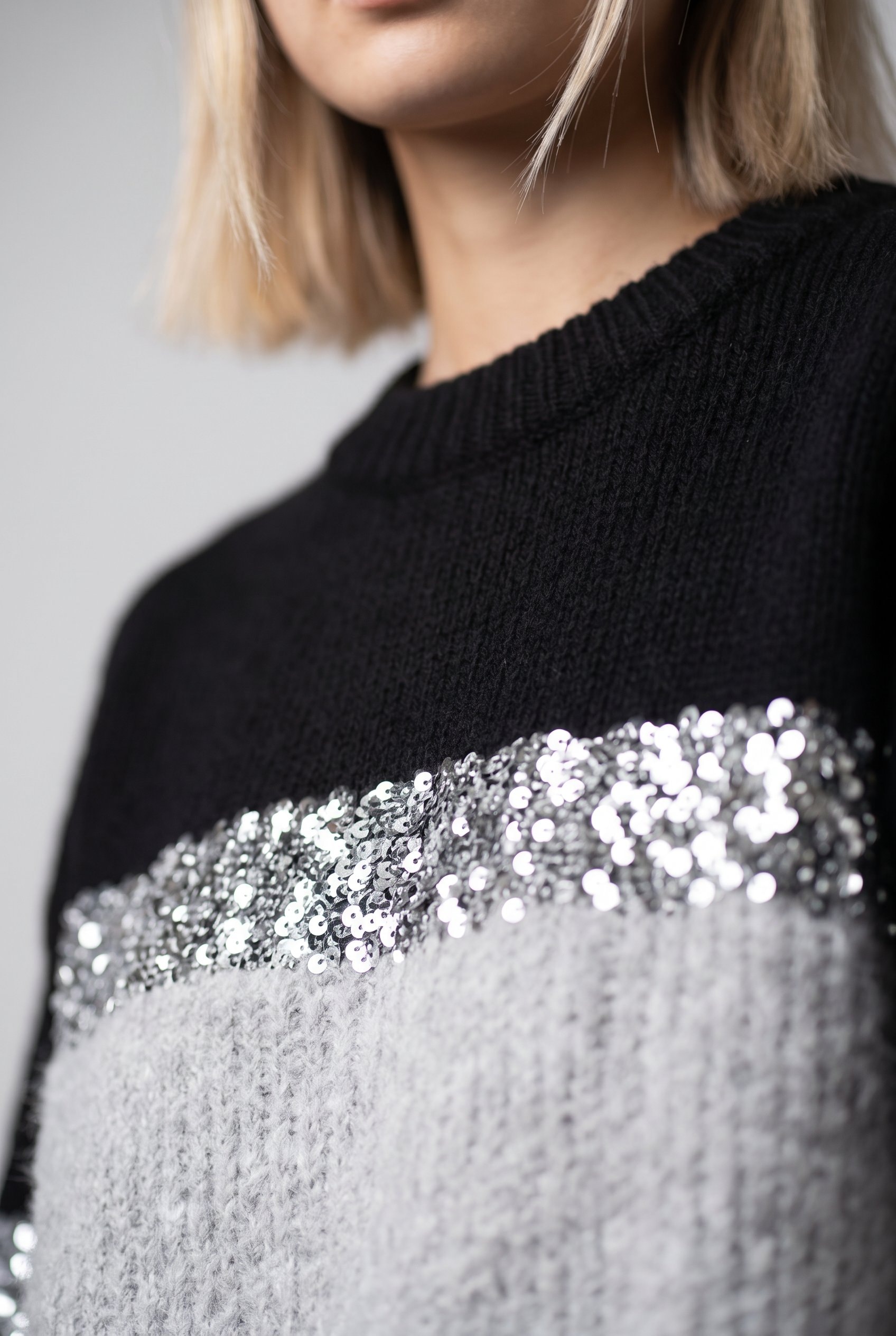 ONLY Pull à col rond »ONLMAINE LIFE LS SEQUIN BLOCK O-NECK KNT«