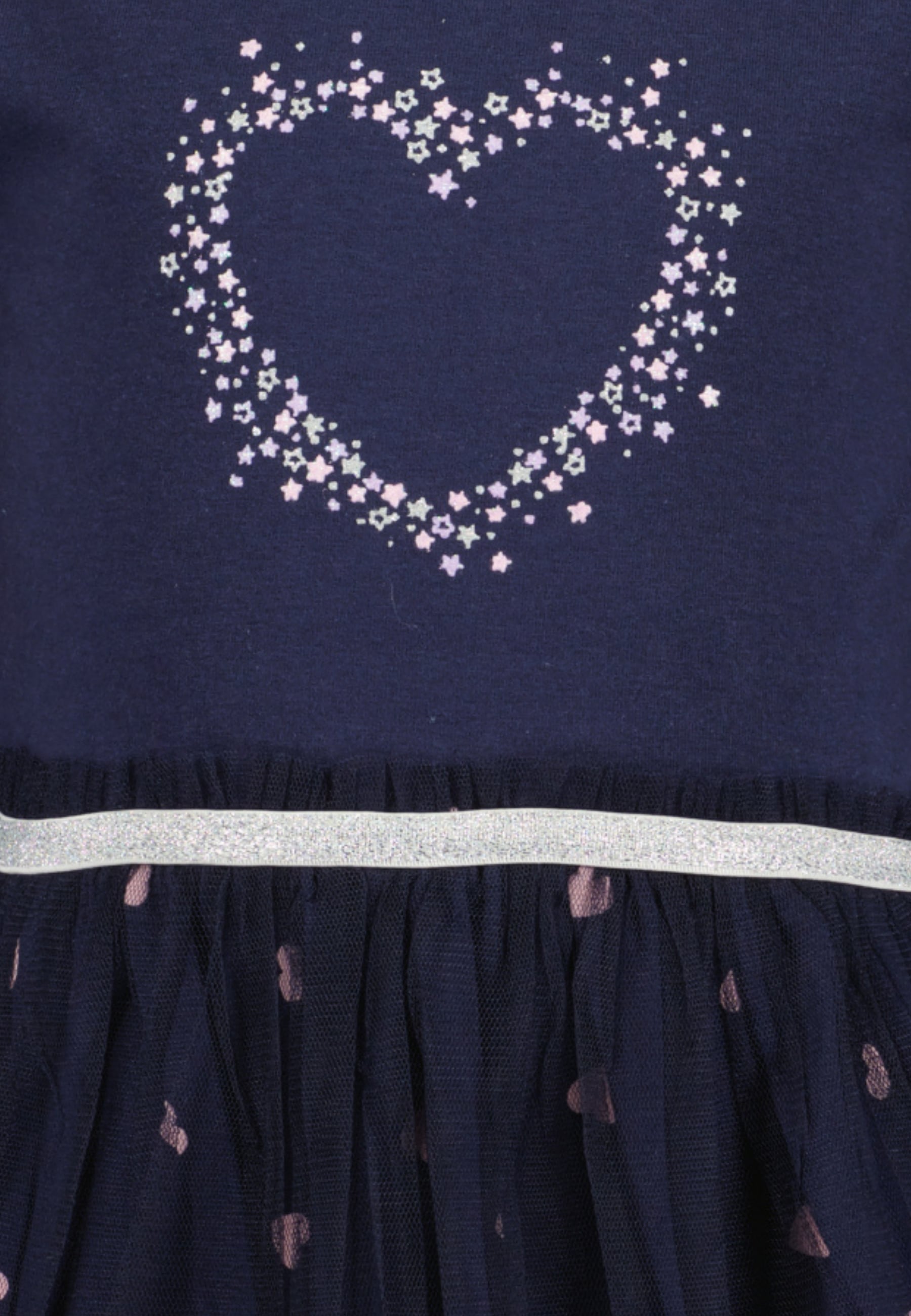 Blue Seven Robe en jersey mit tollen Herzchen-Prints und aufgesetztem Tüll-Überrock