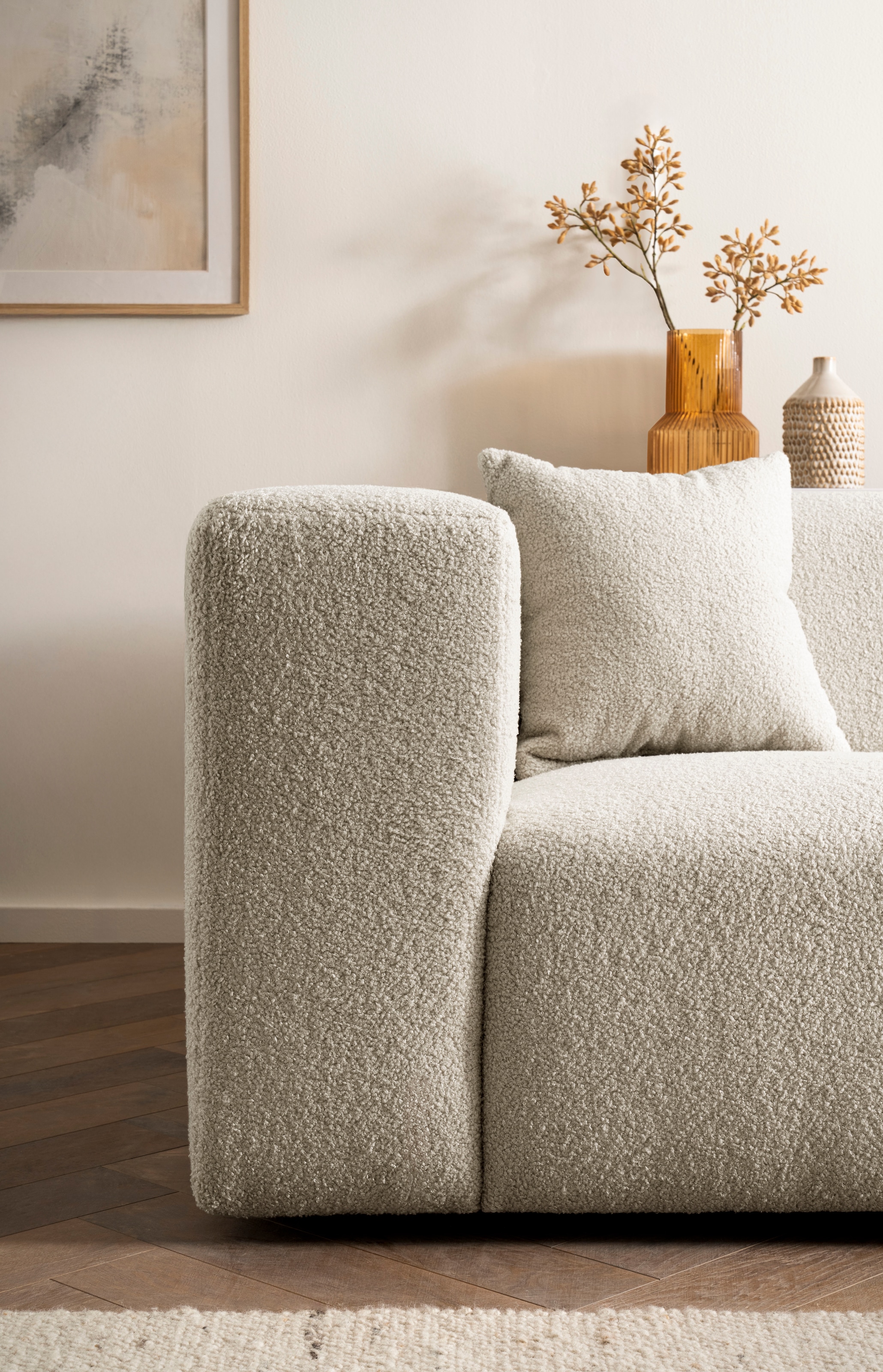 andas 3-Sitzer »BAKELS, Couch in Cord oder Boucle-Stoff, Sofa im modernen Design« bequemer Sitzkomfort,in 2 Stoffen und 8 Farben lieferbar