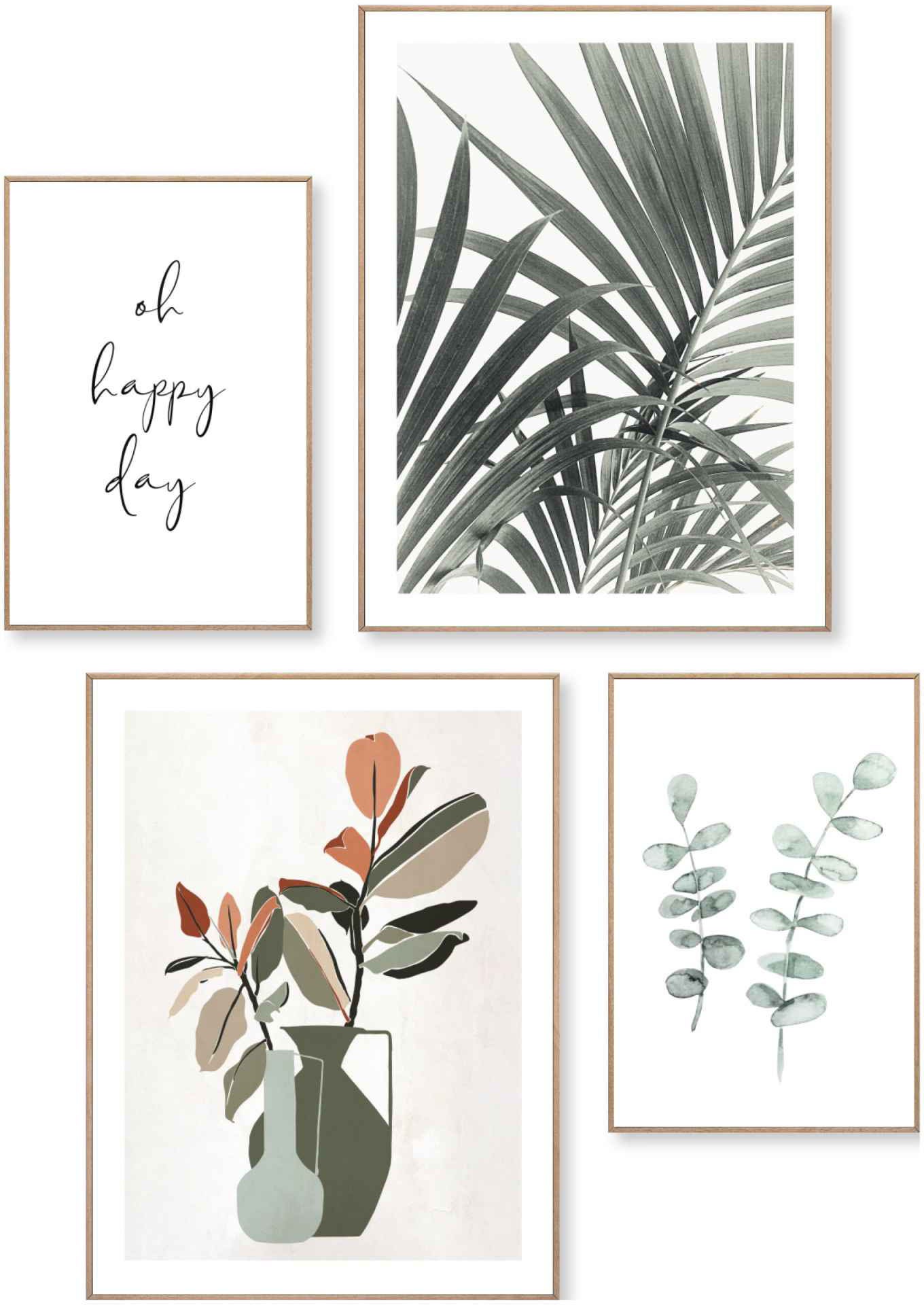 Image of Reinders! Wandbild »Natur Palmbaumblätter - Pflanz - Eukalyptus - Blum - Glück«, (4 St.) bei Ackermann Versand Schweiz