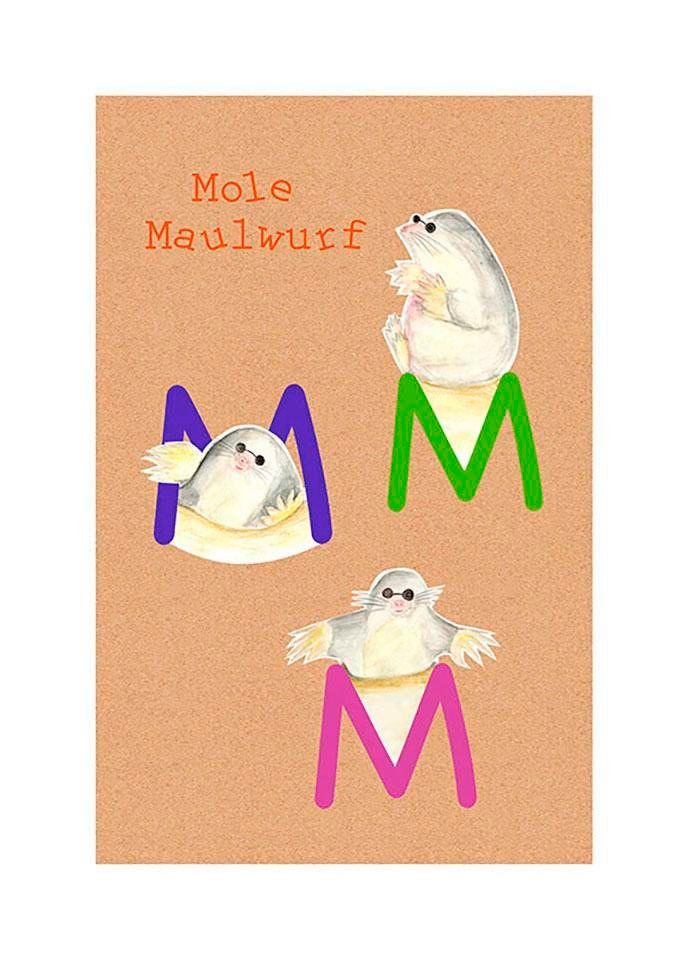 Image of Komar Bild "ABC Animal M" Buchstaben 1 Stk. tlg. Wandbild zur Dekoration - ohne Rahmen