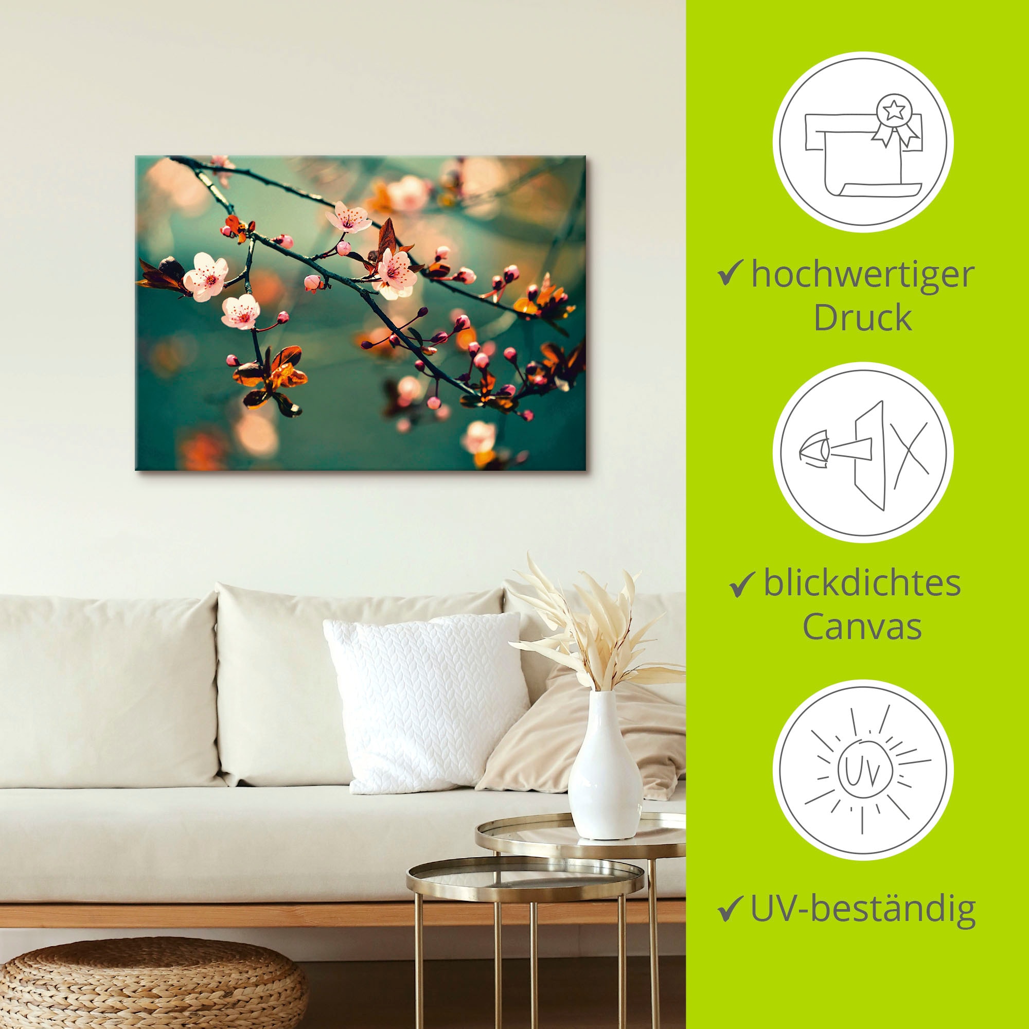 Artland Wandbild »Japanische Kirsch Sakura Blumen«, Blumen, (1 St.), als Leinwandbild, Poster in verschied. Grössen