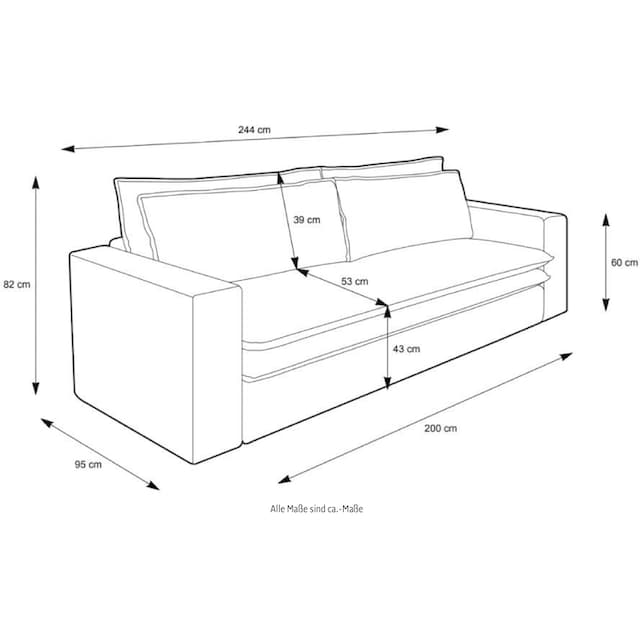 Places of Style Sitzgruppe »PIAGGE«, (2 tlg.), 3-Sitzer-Sofa mit  Bettfunktion und Loveseat-Hocker im Set günstig kaufen