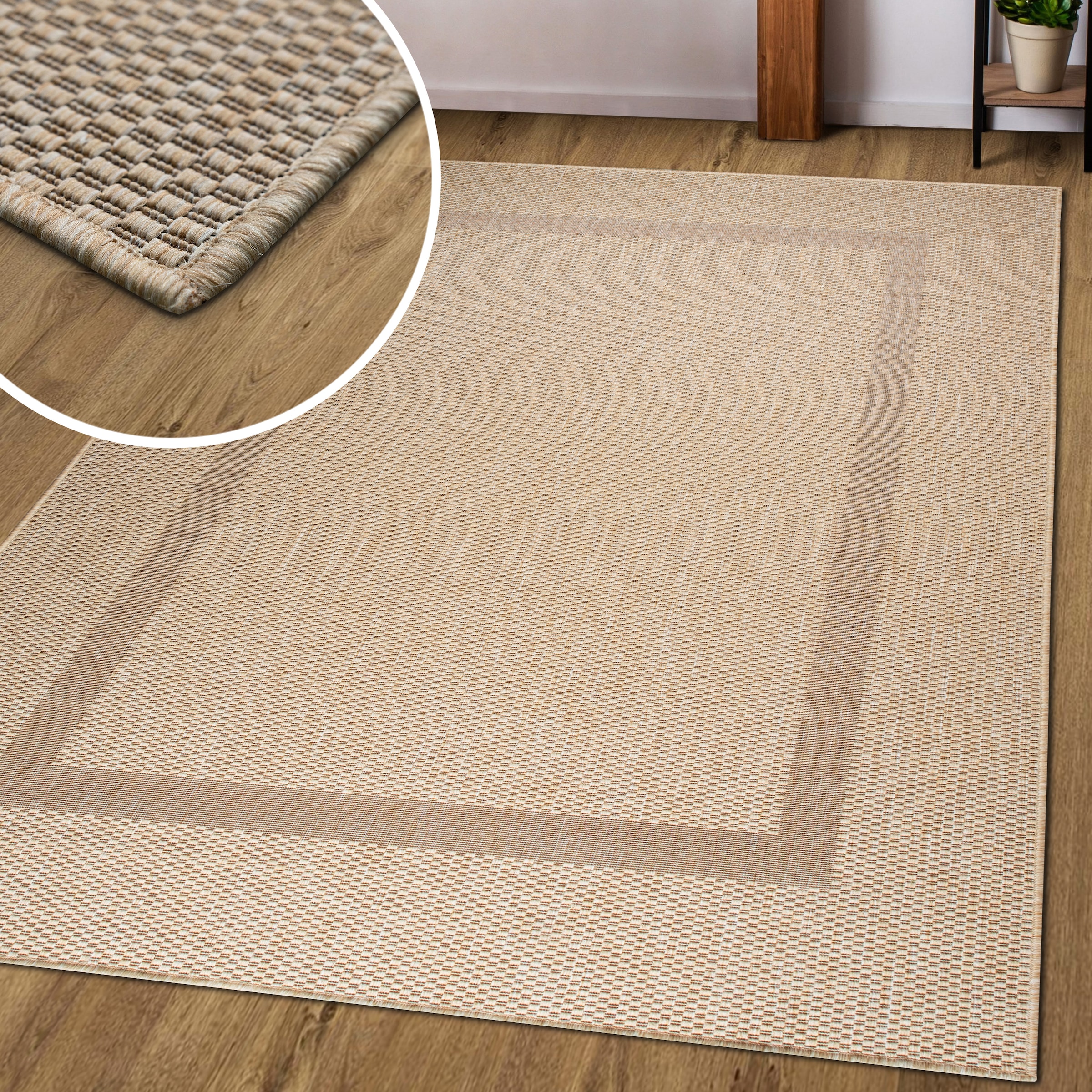 GOODproduct Teppich »Venedig Bordüre auch als Läufer erhältlich« rechteckig 3 mm Höhe In- und Outdoor geeignet, Sisal-Optik, Wetterfest & UV-beständig