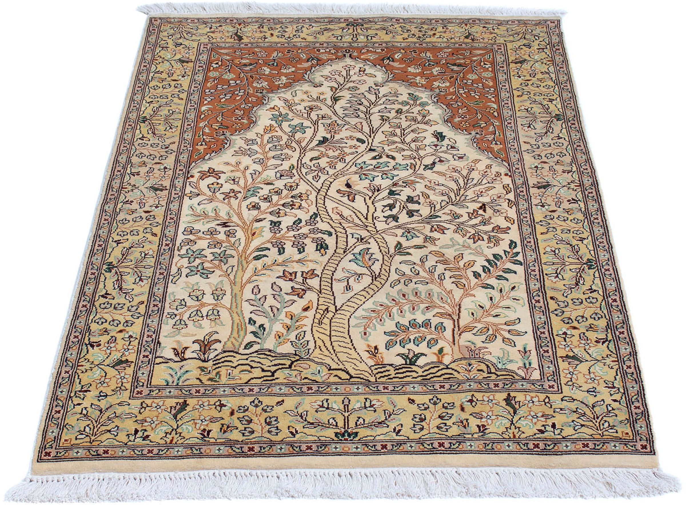 Image of morgenland Seidenteppich »Seidenteppich - Kaschmir Seide - 124 x 76 cm - beige«, rechteckig, 4 mm Höhe, Wohnzimmer, Handgeknüpft, Einzelstück mit Zertifikat bei Ackermann Versand Schweiz