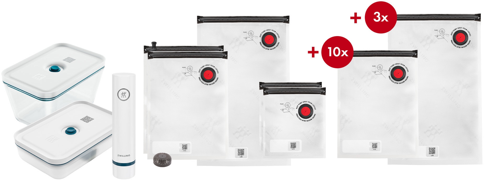Image of Zwilling Aufbewahrungssystem "Fresh&Save Aufbewahrungsbox" Borosilikatglas,Kunststoff, Silikon, (Set, 21tlg), (Vakuum Starterset)