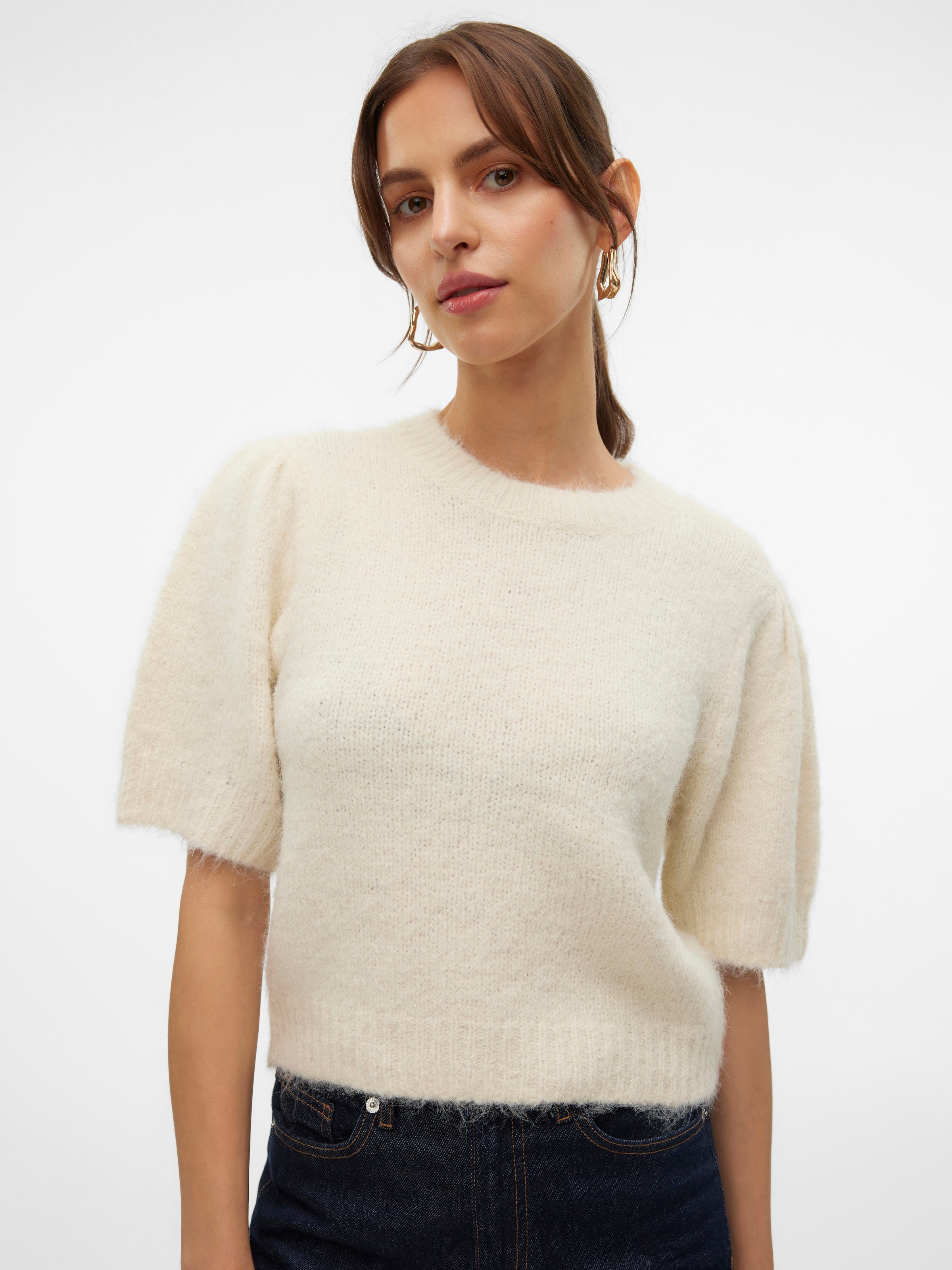 Image of Vero Moda Strickpullover "VMNOVAH SS O-NECK PUFF PULLOVER GA NOOS"