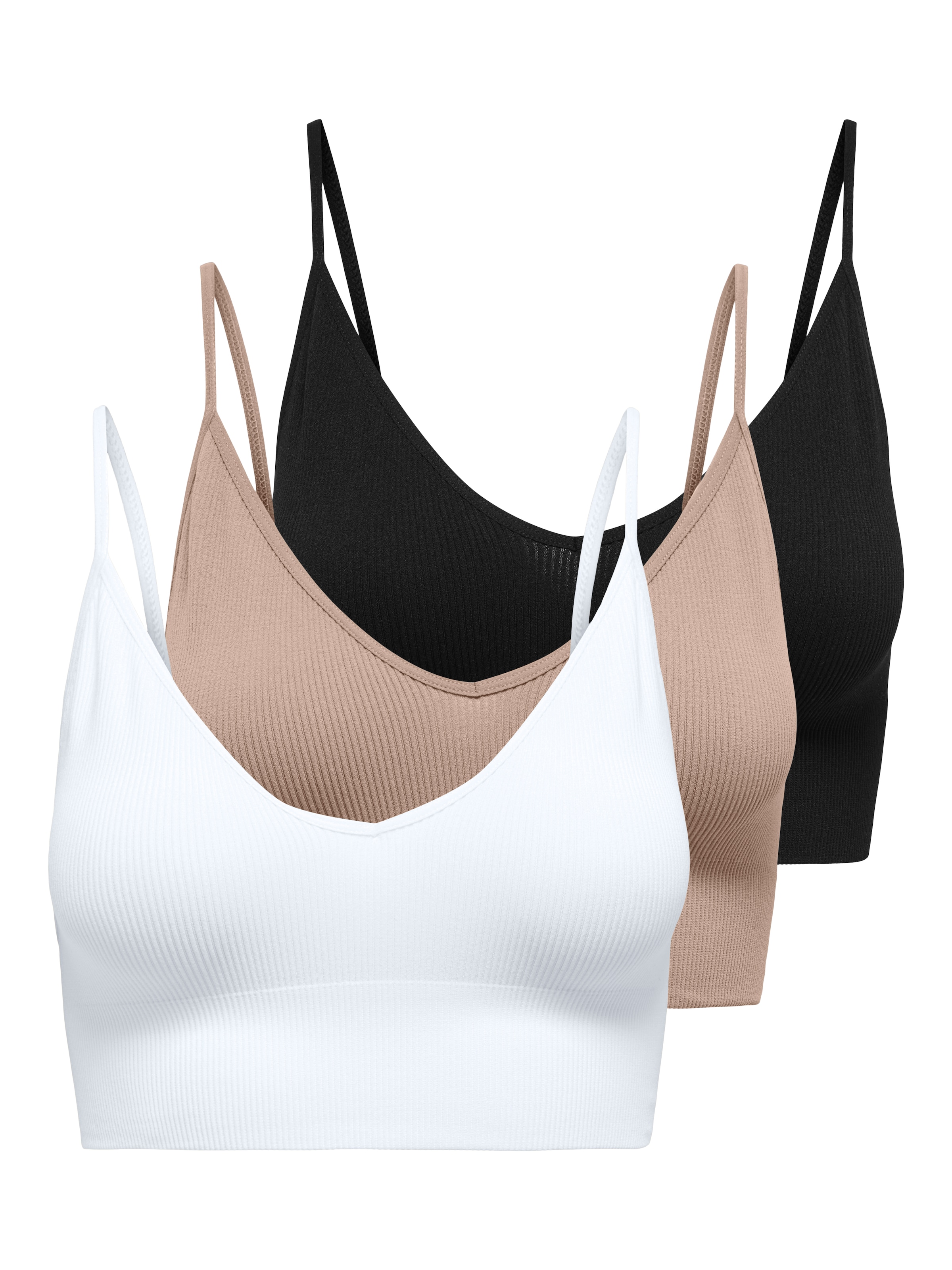 ONLY Bustier »ONLVICKY RIB S-L V-NECK 3-PACK TOP NOOS«