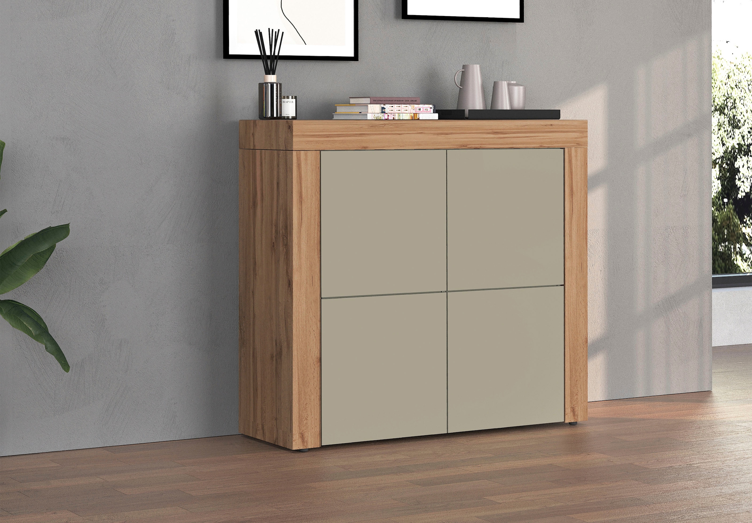 GOODproduct Buffet haut »CHRONOS Breite 140 cm mit 4 Türen und 8 Fächer 'Made in Italy'« 1 cuis tlg. Hohes Sideboard, Kommode, Schrank, Grifflos mit Push to Open