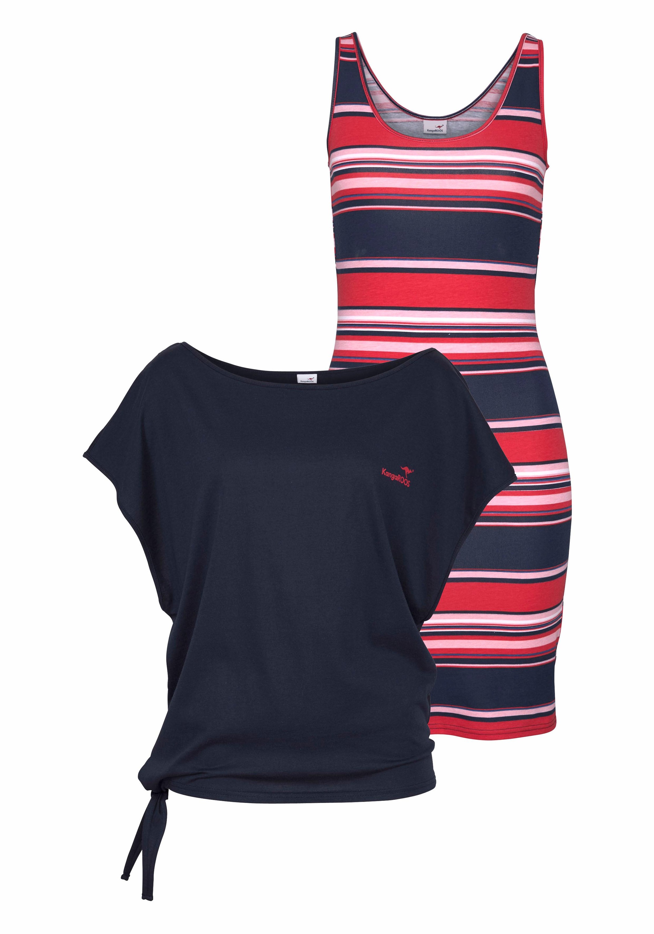 KangaROOS Jerseykleid Set, mit T-Shirt, 2 Stk. tlg. Mini-Länge, lässiger Stil, elastisches Material