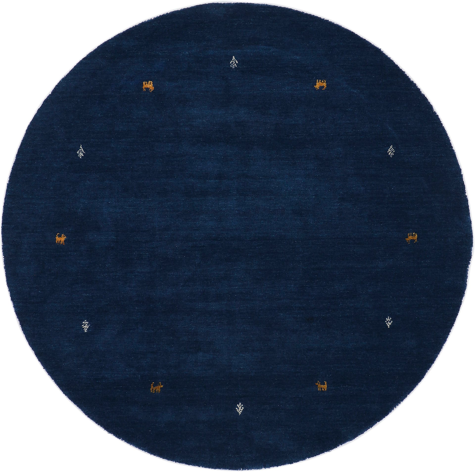 carpetfine Wollteppich »Gabbeh Uni«, rund, 15 mm Höhe, reine Wolle handgewebt, Gabbeh Tiermotiv warmes Raumklima viele Grössen