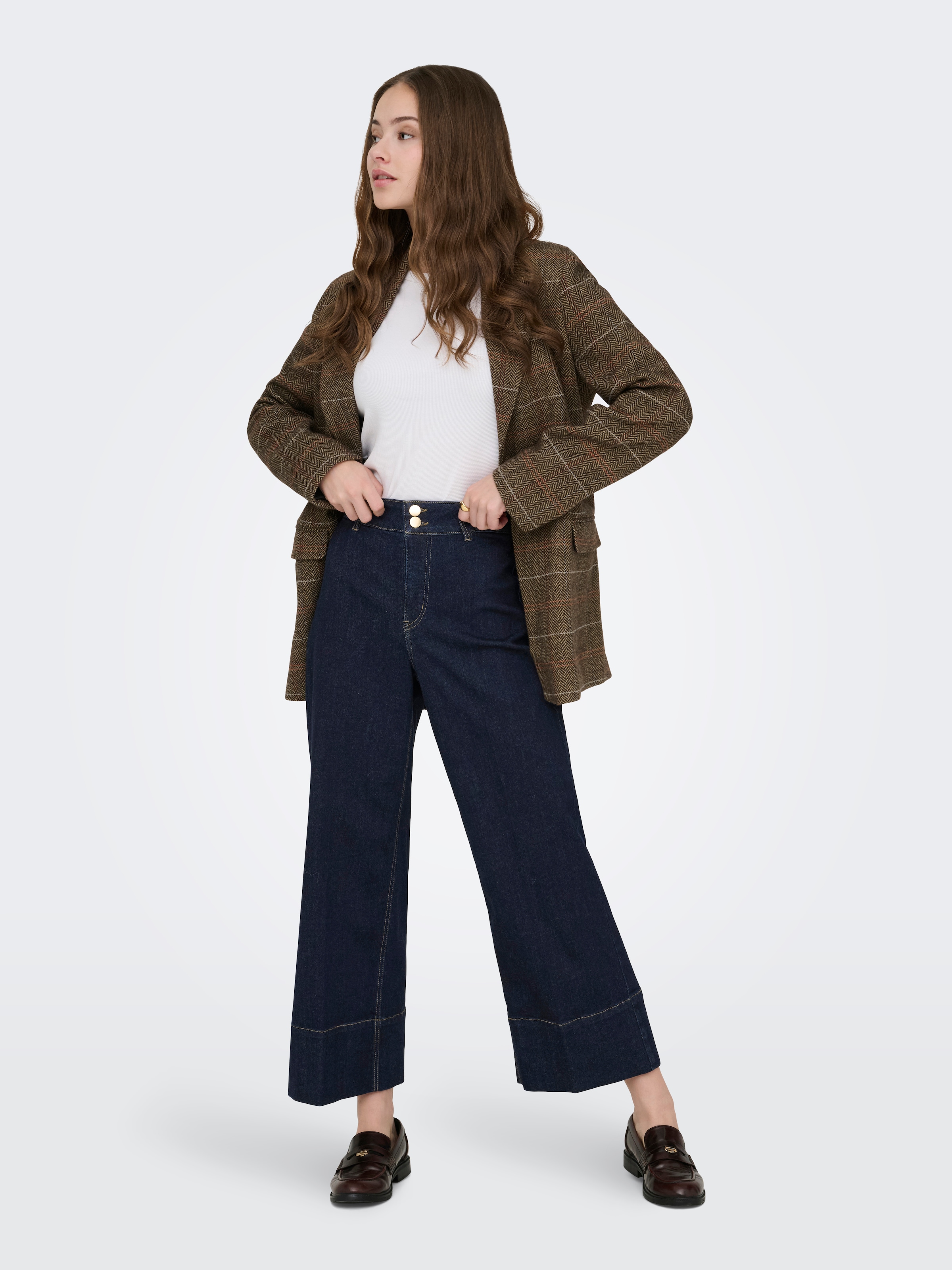 ONLY Jeans taille haute »ONLMADISON HW DO BT CRP WD DNM GUA85NOOS« mélange de matériaux, taille haute