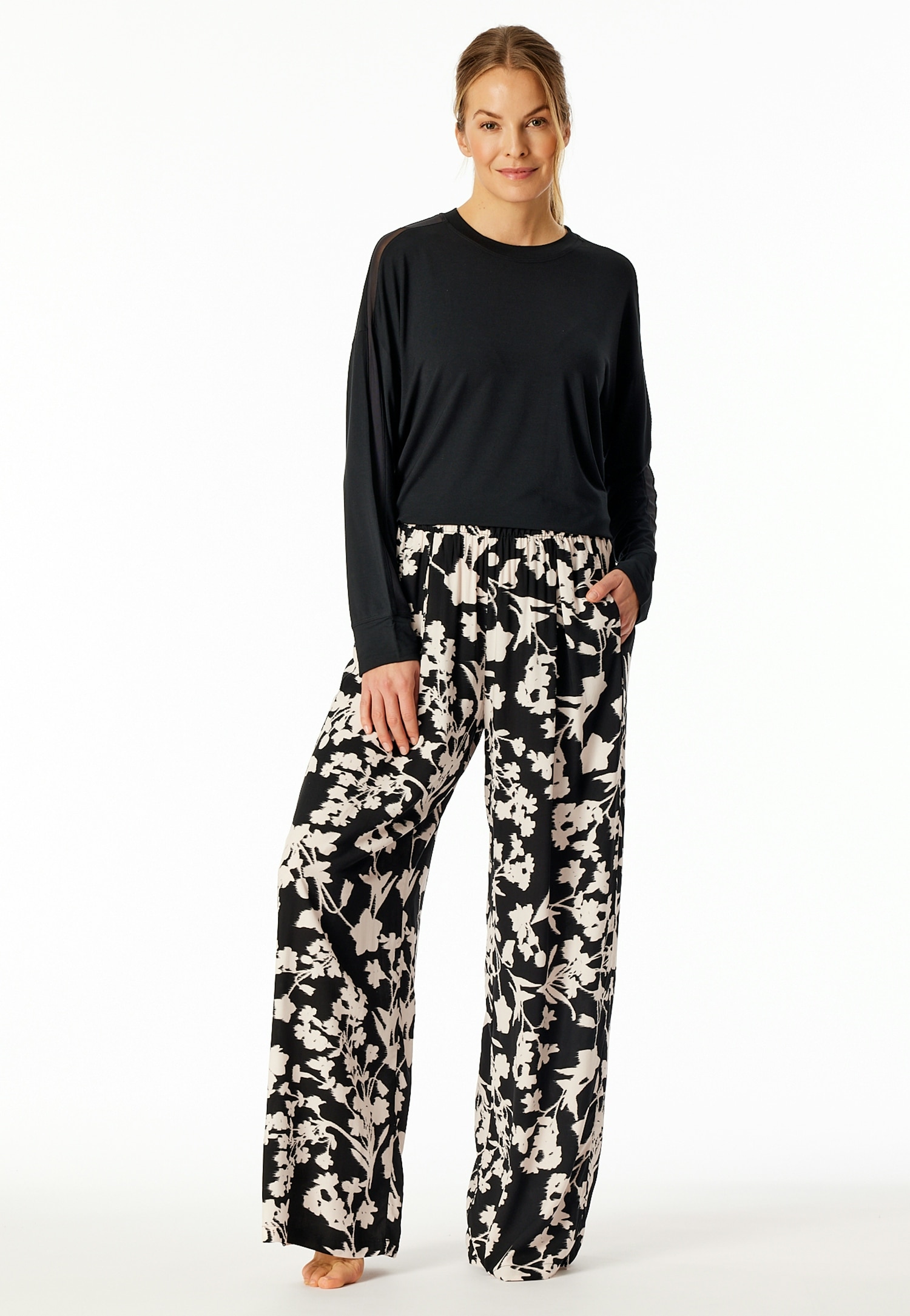 Image of Schiesser Loungehose "Mix + Relax" elastischer Bund, Viskose, seitliche Taschen, weites Bein