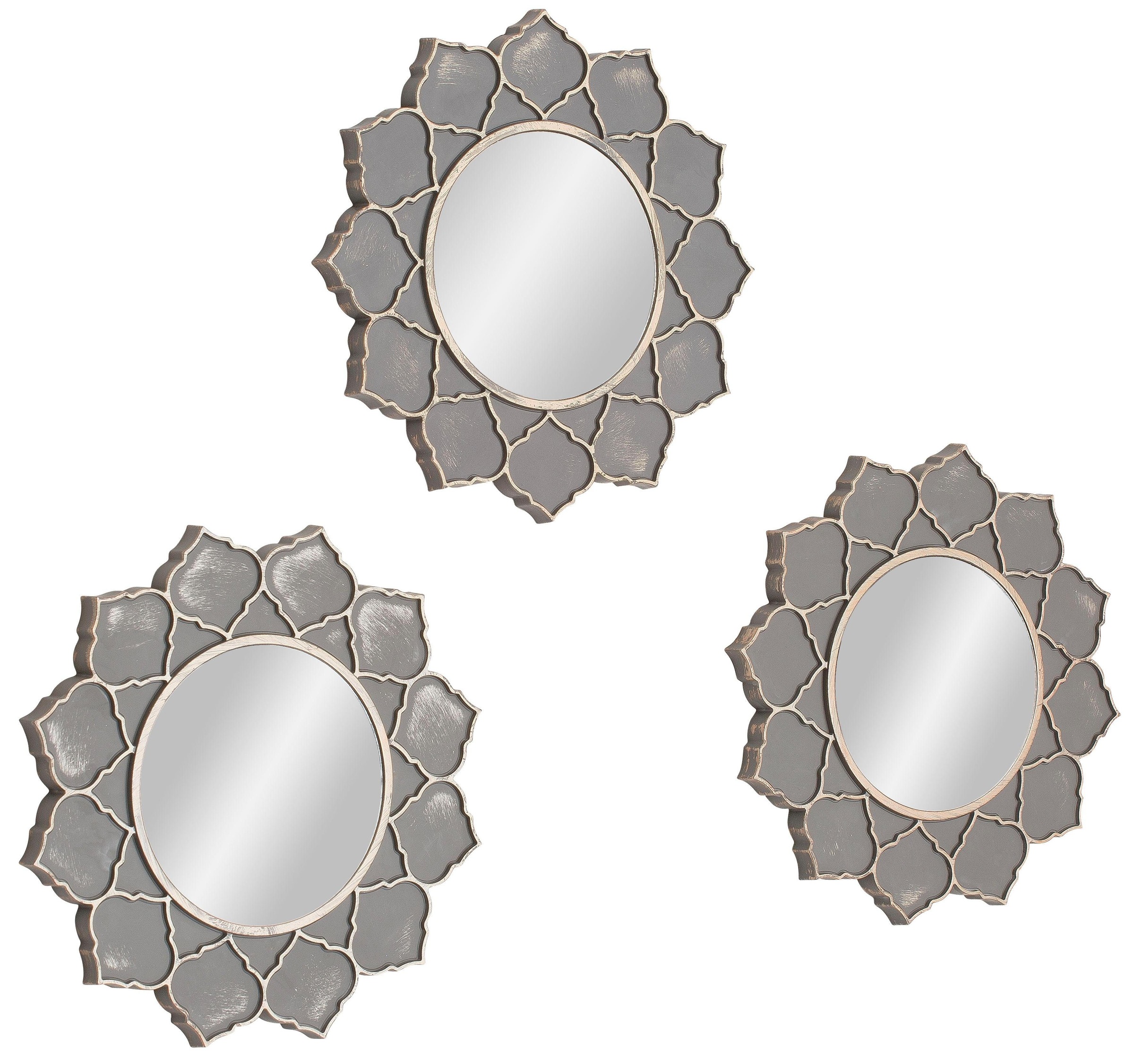 Image of Home affaire Dekospiegel »3tlg. Spiegelset "PAMBU"«, (Set, 3 St.), Wandspiegel, Wanddeko, grau/goldfarben, rund, Ø 24,5 cm, Wohnzimmer bei Ackermann Versand Schweiz