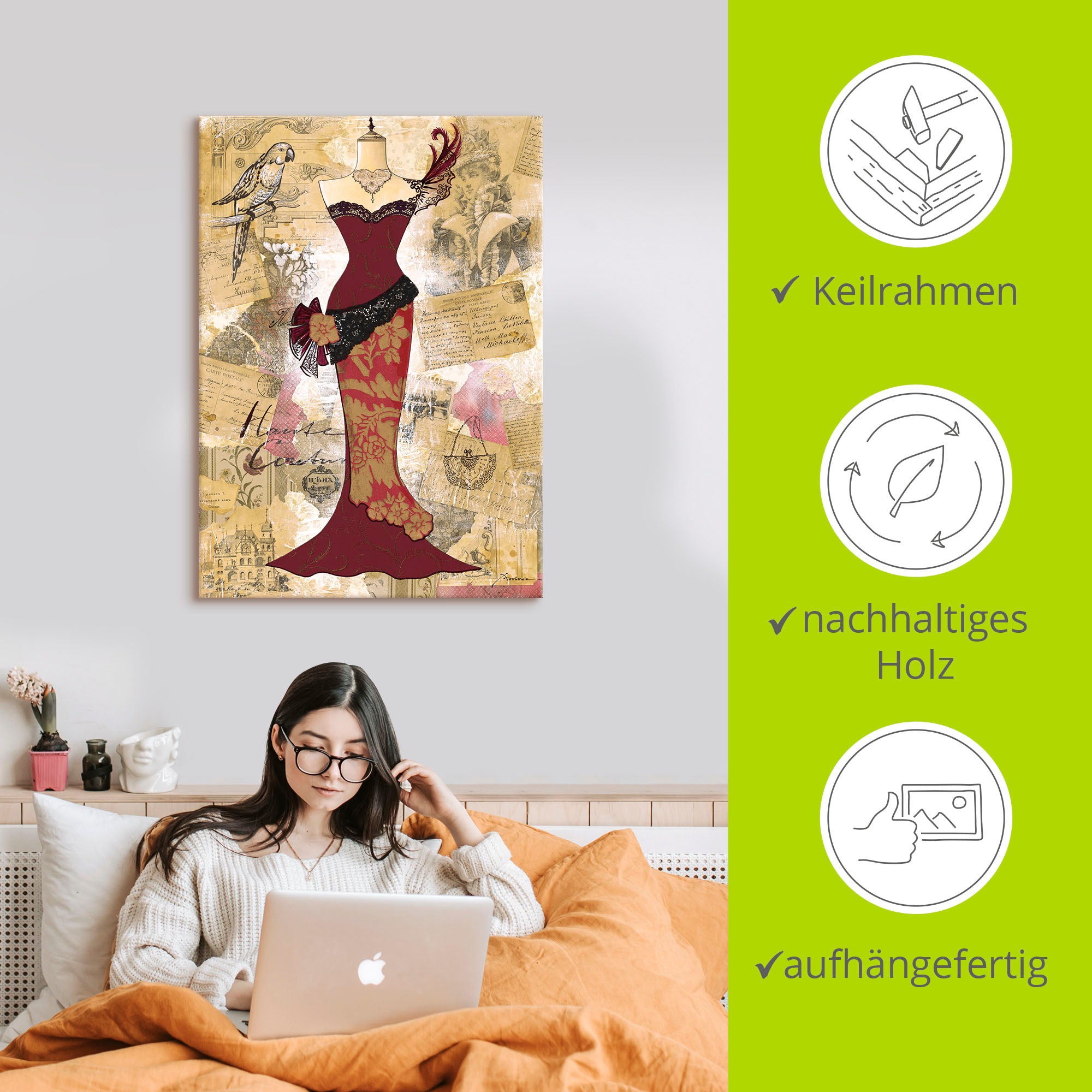 Artland Wandbild »Antikes Kleid - Collage«, Mode, (1 St.), als Alubild, Outdoorbild, Leinwandbild, Poster in verschied. Grössen