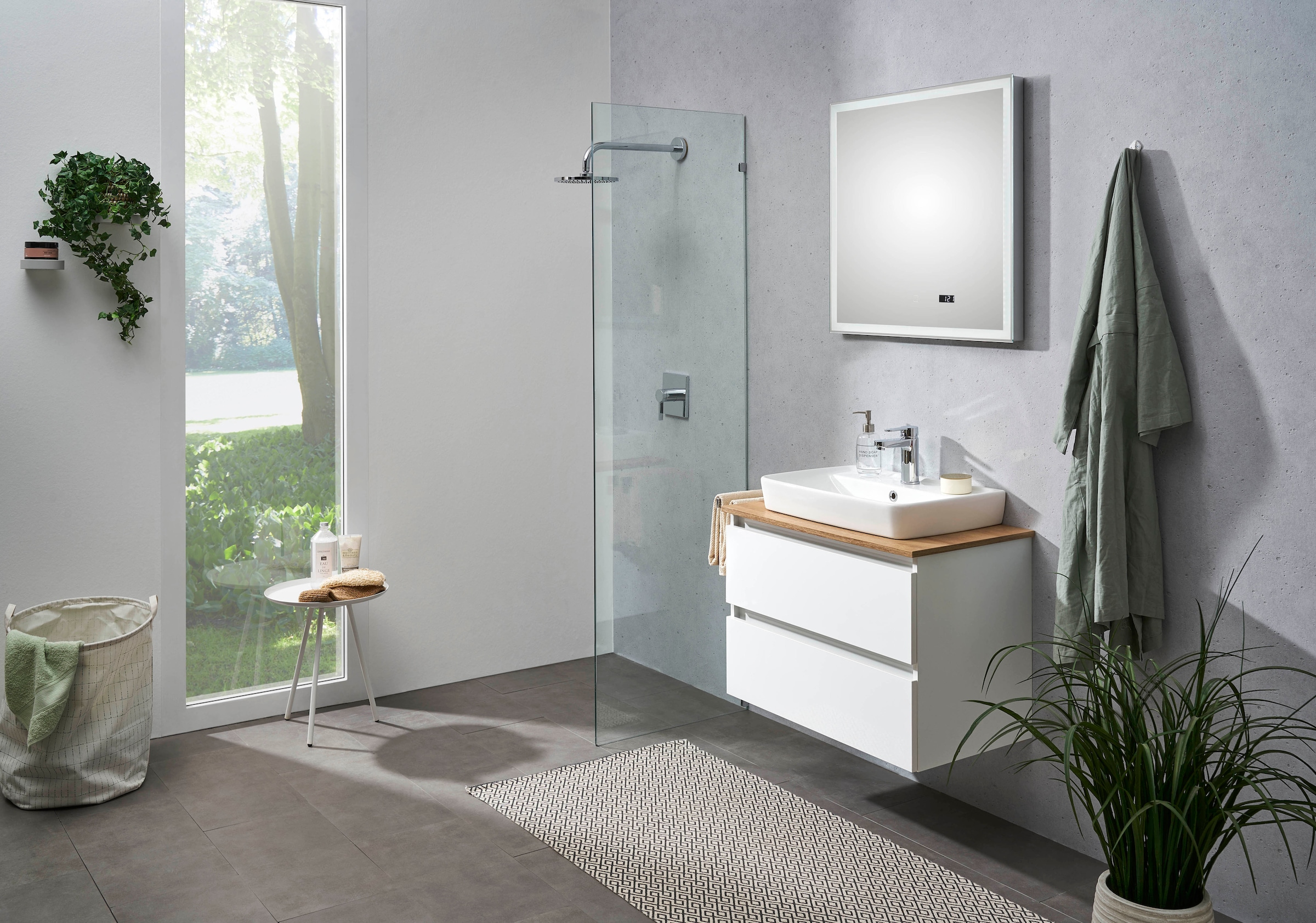 Saphir Ensemble de meubles de salle de bain »Quickset 360 2-teilig, Keramik-Aufsatzbecken mit LED-Spiegel« 4 cuis tlg.