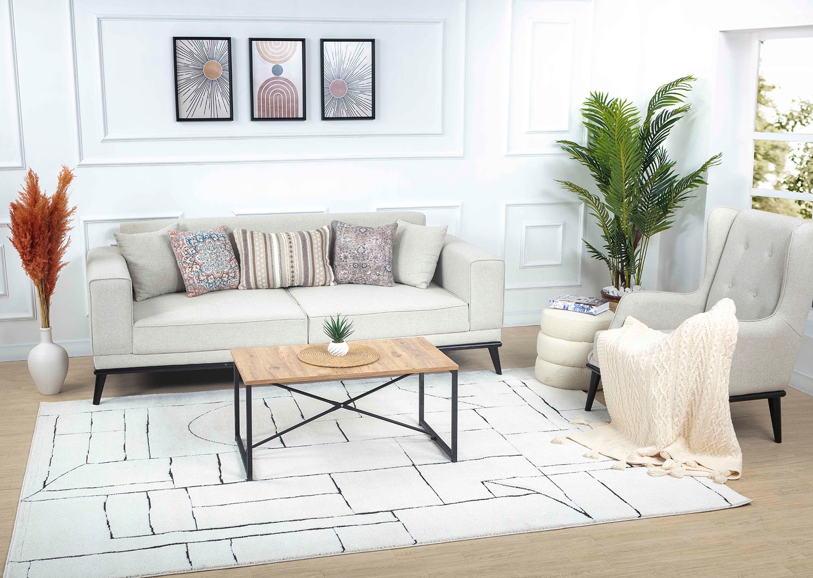 Livabliss Tapis »BARI« Rectangulaire 14 mm Höhe Skandi Design, Modern Boho Kurzflor Wohnzimmerteppich, Schlafzimmer