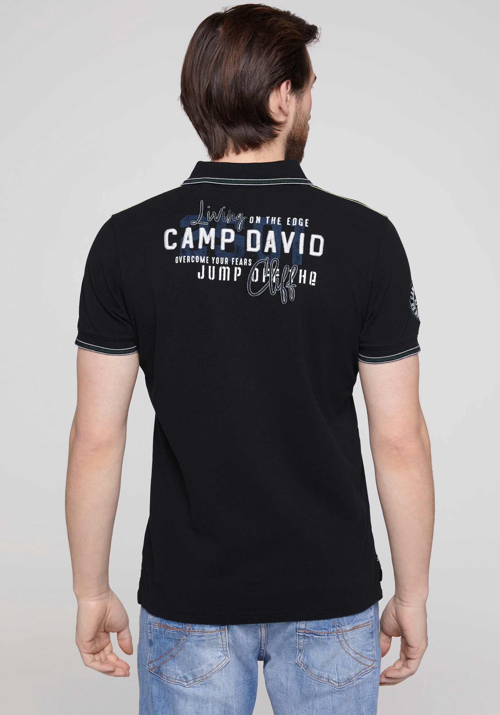 DAVID Découvrir Kontrastnähten Poloshirt, auf sur CAMP mit Schultern den
