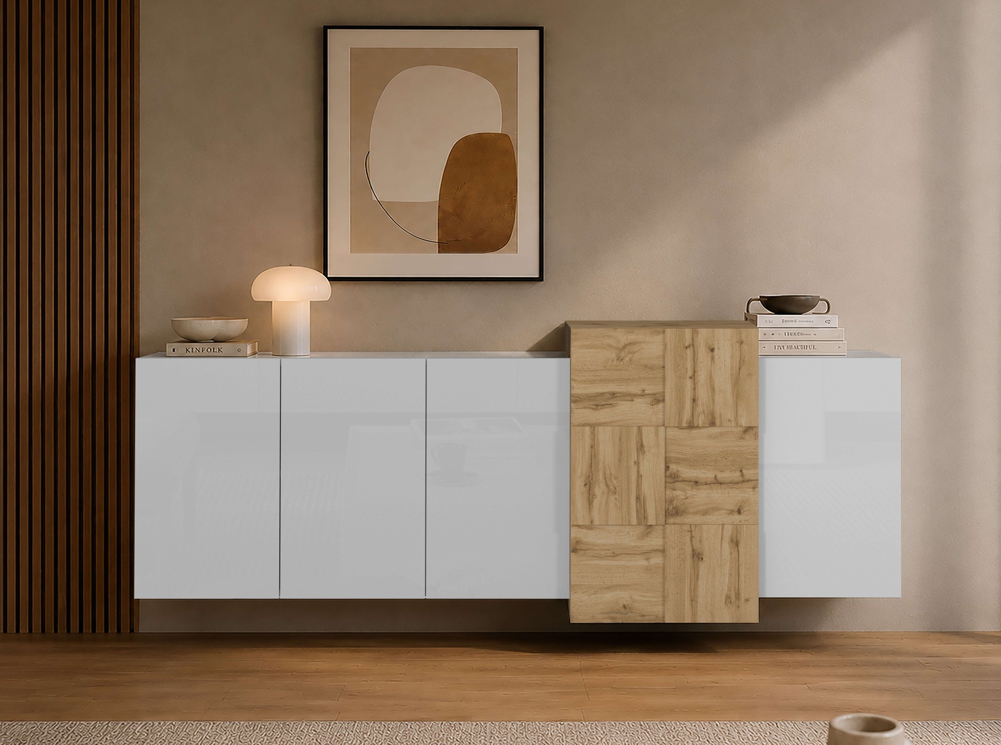 Image of GOODproduct Sideboard "Lowboard NEXOS,Lowboard,TV-Kommode,TV-Möbel,TV-Bank," 1 Stk. tlg. Mit 5 Drehtüren, 8 geschlossenen Fächern, reversibel, B. 210 cm