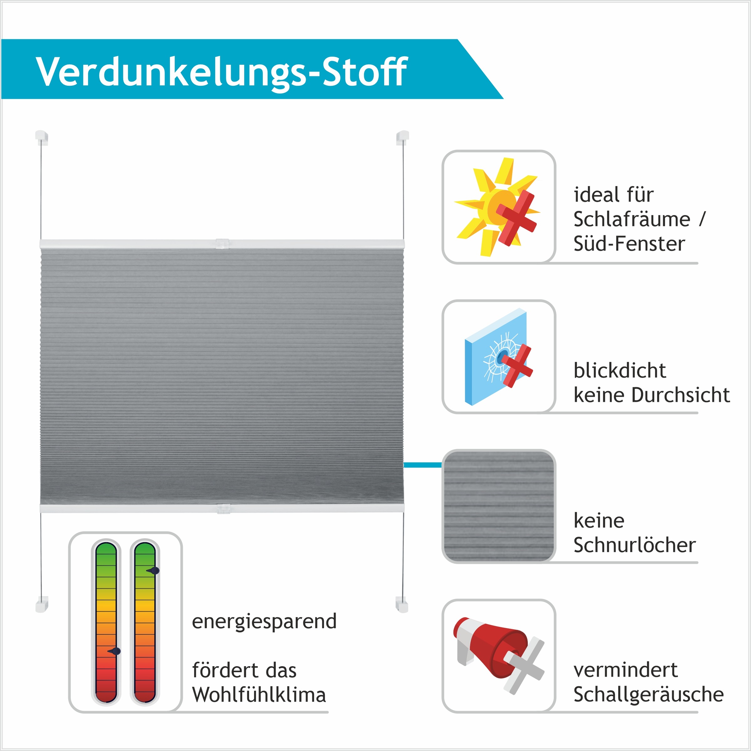 Good Life Wabenplissee "Aris" verdunkelnd energiesparend ohne Bohren verspannt Klemmfix - ohne Bohren, verdunkelnd