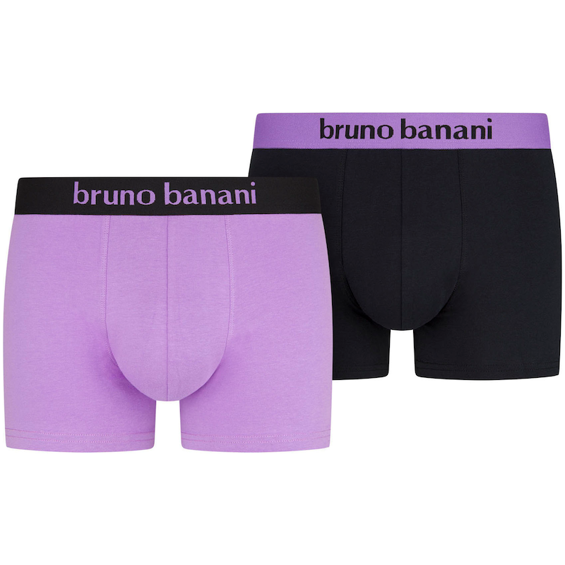 Bruno Banani , Boxer »Flowing« 2er Pack, mit kontrastreichem Logobund , lila , M (5) , Herrenshort von bruno banani