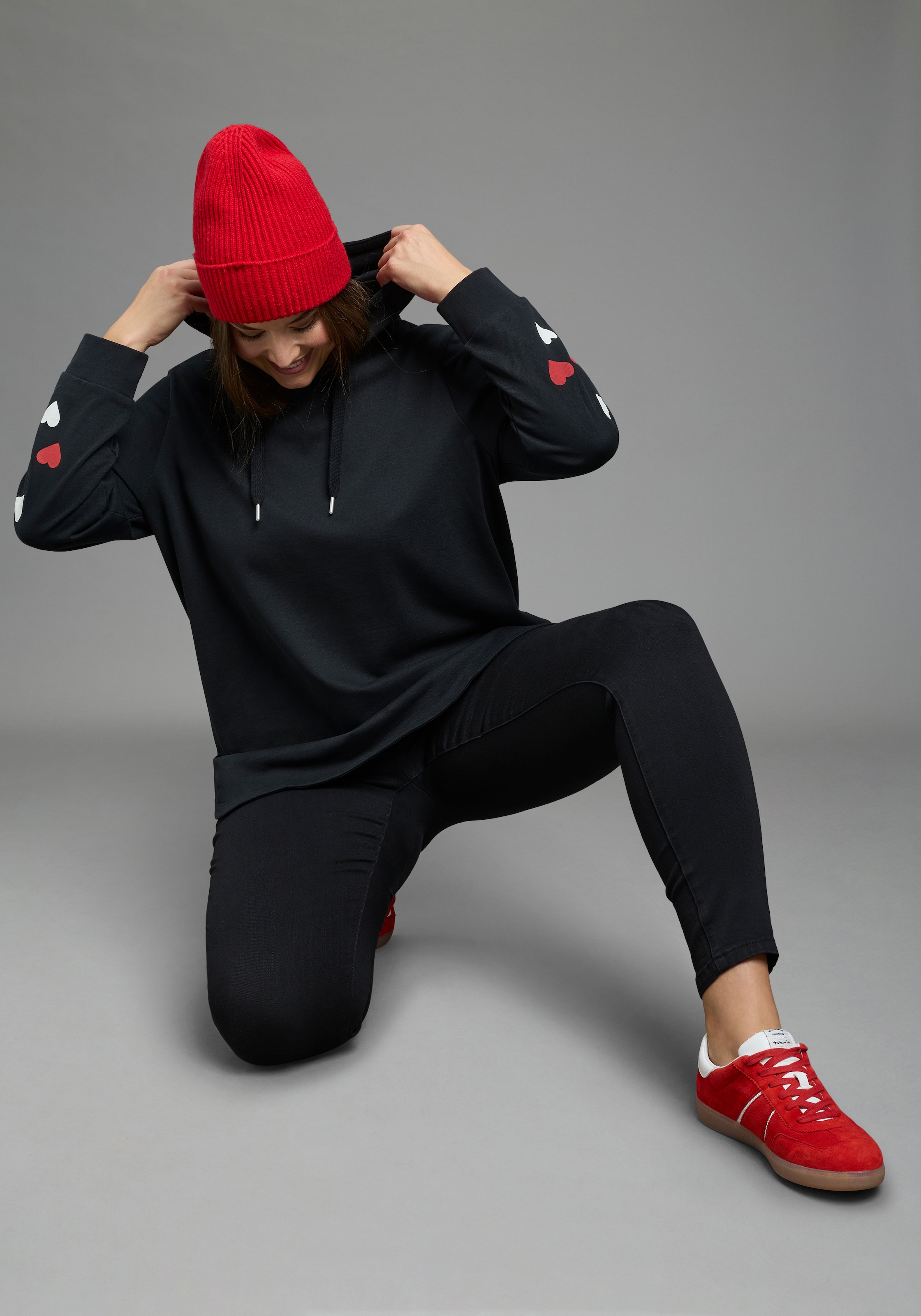 Laura Scott CURVE Kapuzensweatshirt »Grosse Grössen«, im Oversized Look aus weicher Baumwolle
