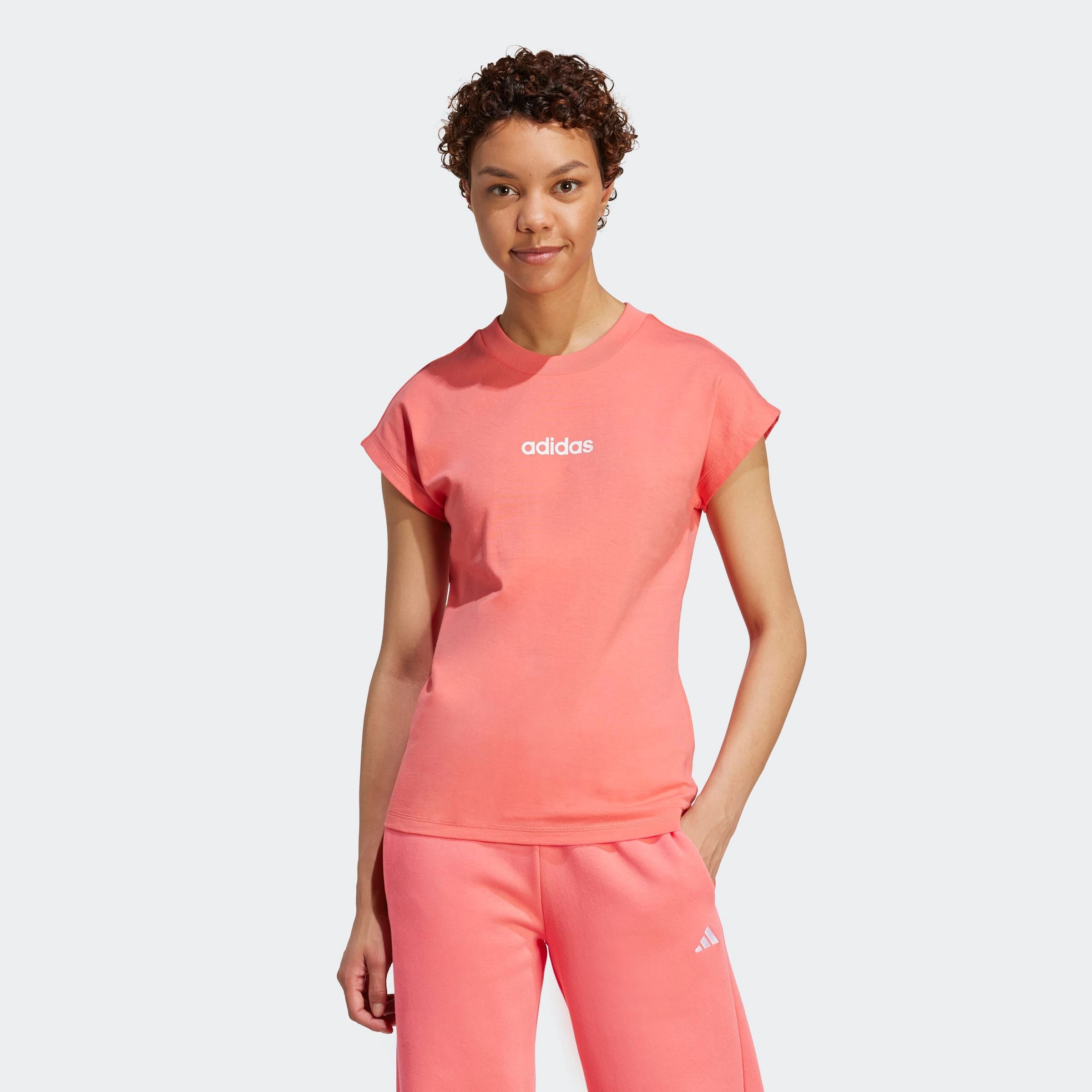 Image of adidas Sportswear T-Shirt "ESSENTIALS LINEAR COTTON" sportlicher Stil, Kurzarm, ohne Verschluss, aus Baumwolle