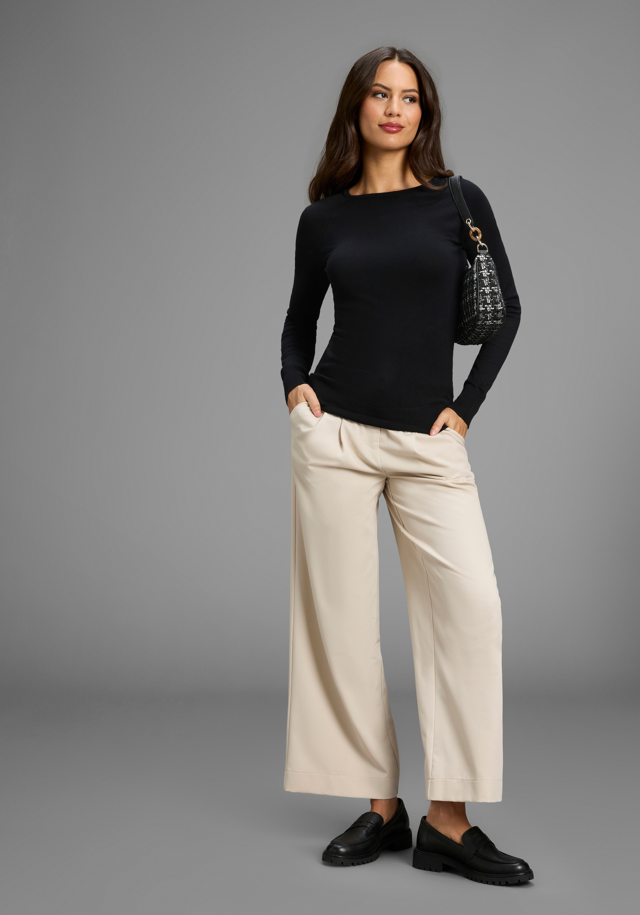 Laura Scott Strickpullover Feinstrickpullover mit Cut Out und Spitzendetail - NEUE KOLLEKTION