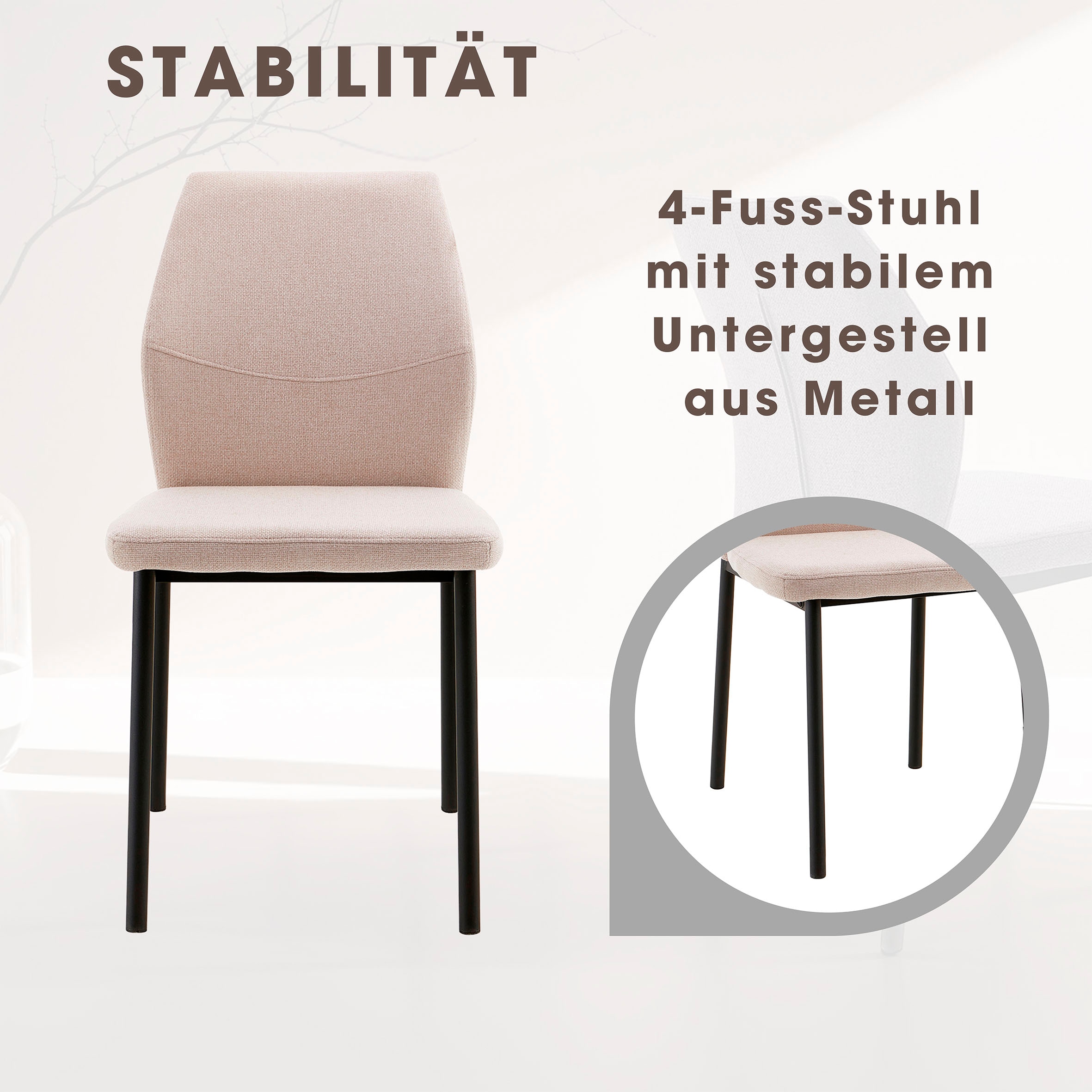 Home affaire Esszimmerstuhl »Lumos«, (Set), 4 St., Webstoff, Webstoff in vielen Farben erhältlich mit stabilem Metalluntergestell