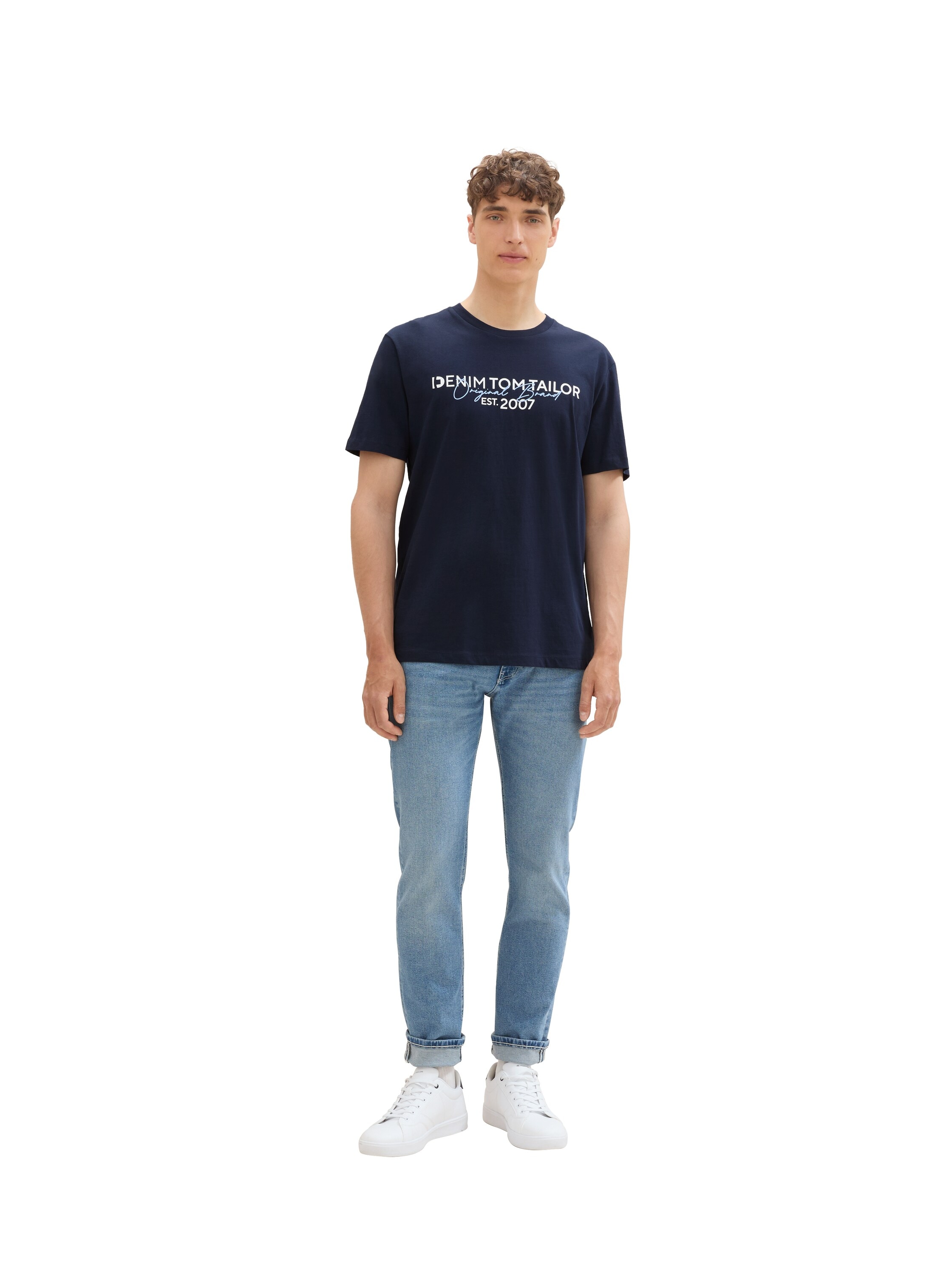 TOM TAILOR Denim Shirt à col rond avec différents imprimés logo