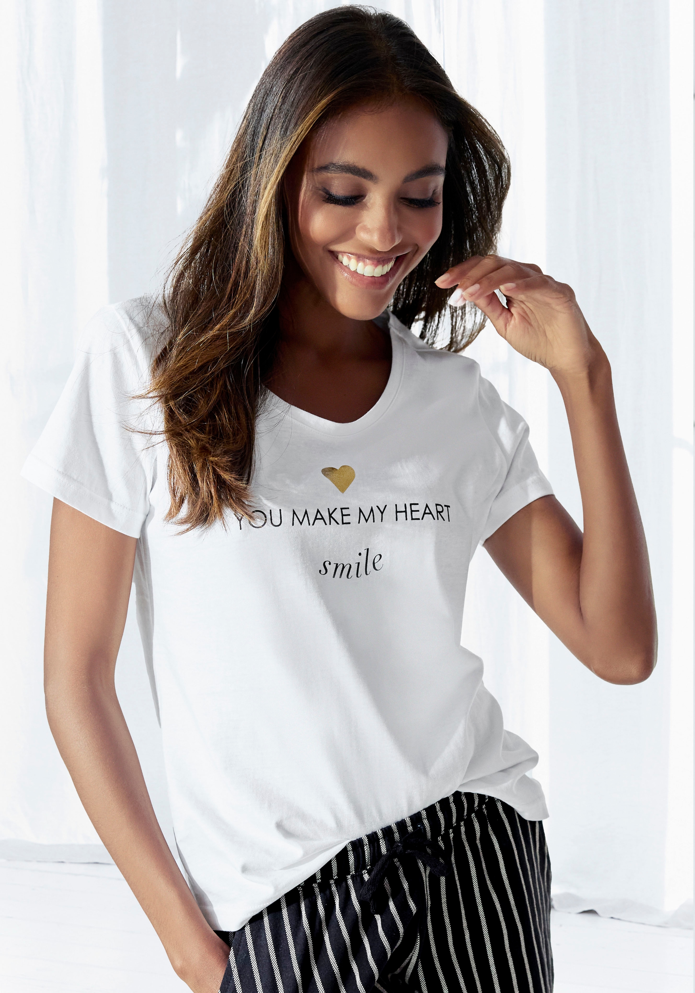 Image of Vivance Dreams by Lascana Pyjamaoberteil mit Foliendruck