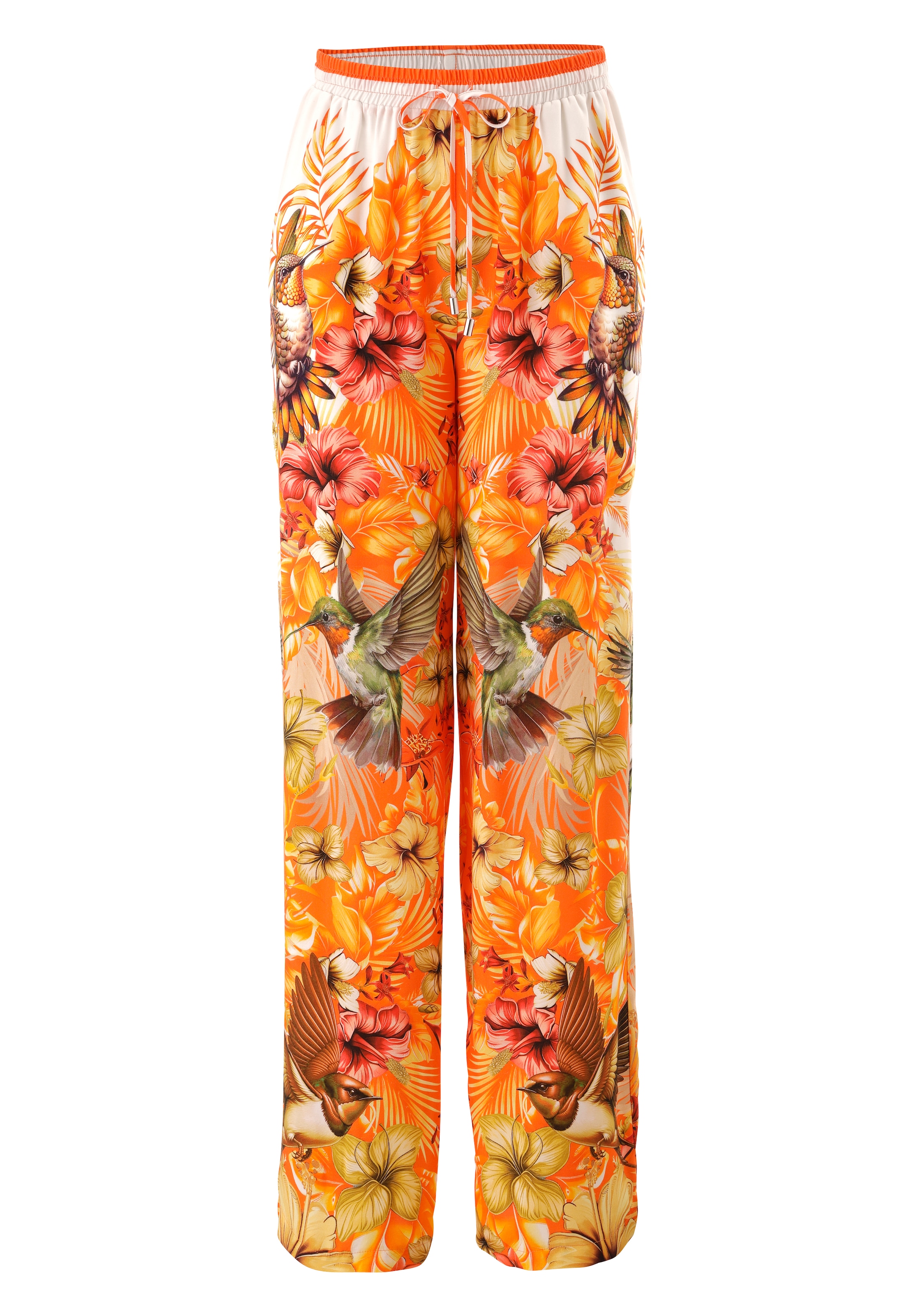 Aniston CASUAL Pantalon à enfiler  mit tropischen Vögeln, Blüten und Blättern bedruckt - NEUE KOLLEKTION