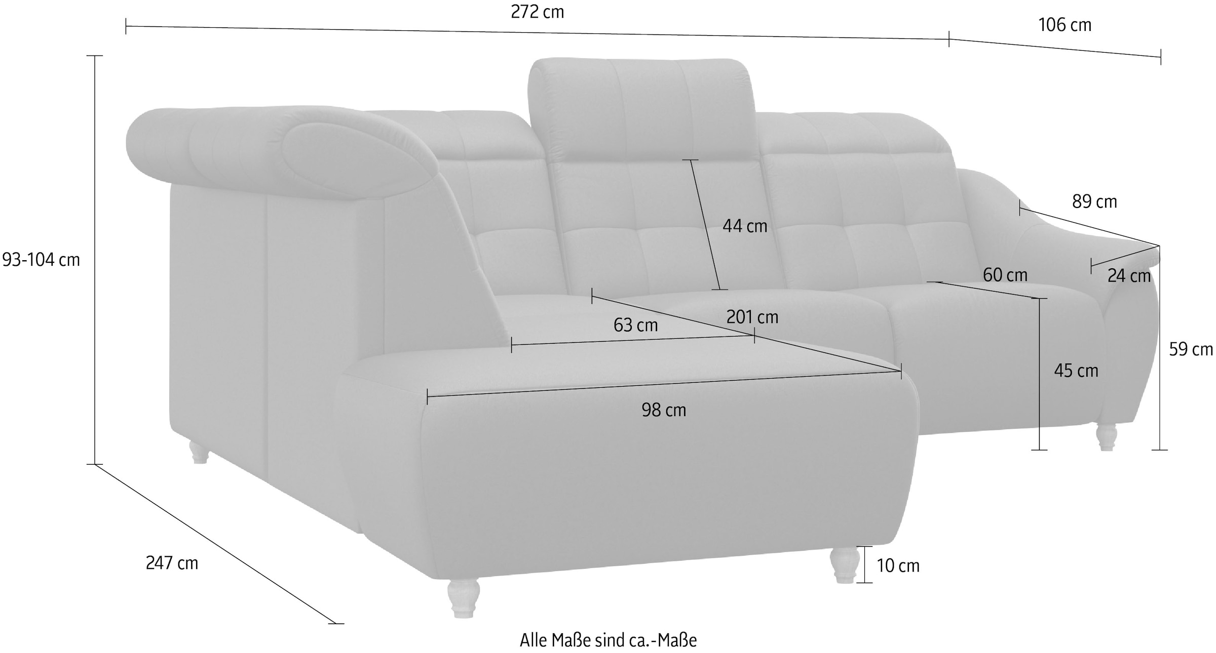 Home affaire Ecksofa »Boston L-Form« Kopfteilverstellung an jeder Sitzfläche, wahlweise Relaxfunktion