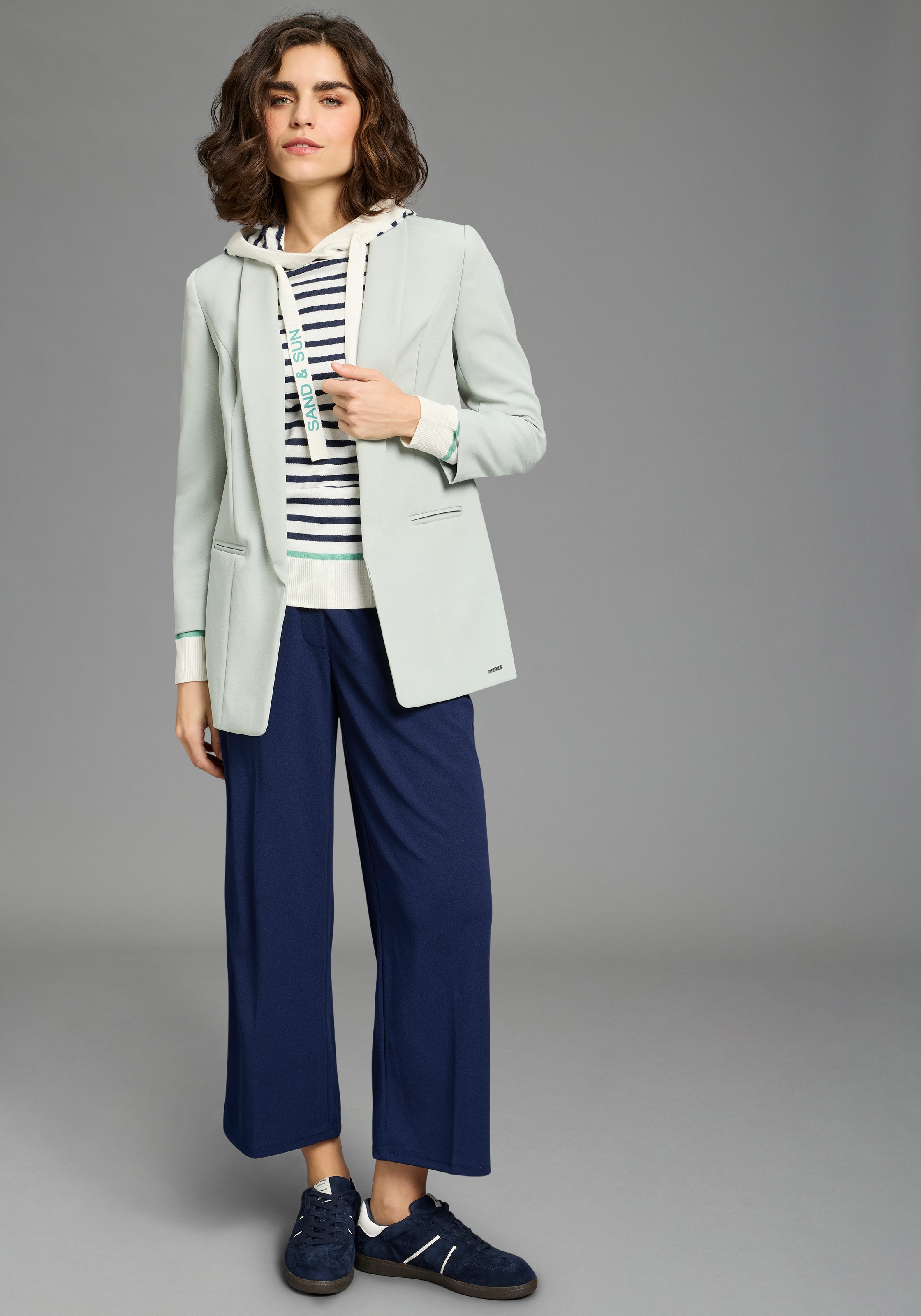 Laura Scott Pull à capuche leichter Übergangspullover mit modernen Streifen