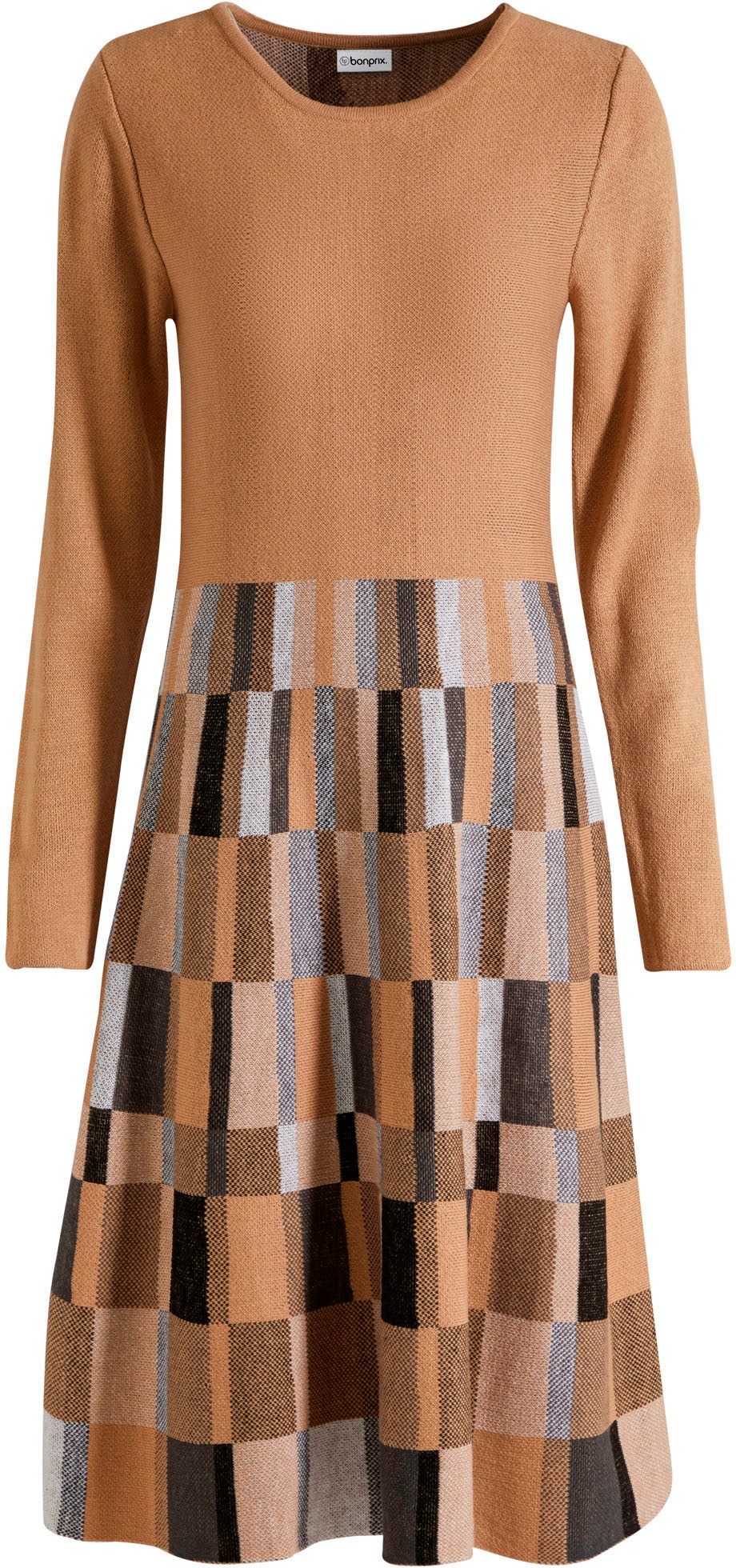 bonprix Robe en tricot »Ausgestelltes Jacquard-Strickkleid« aus Polyacryl, ausgestellte Passform, ausgestelltes Jacquard-Design