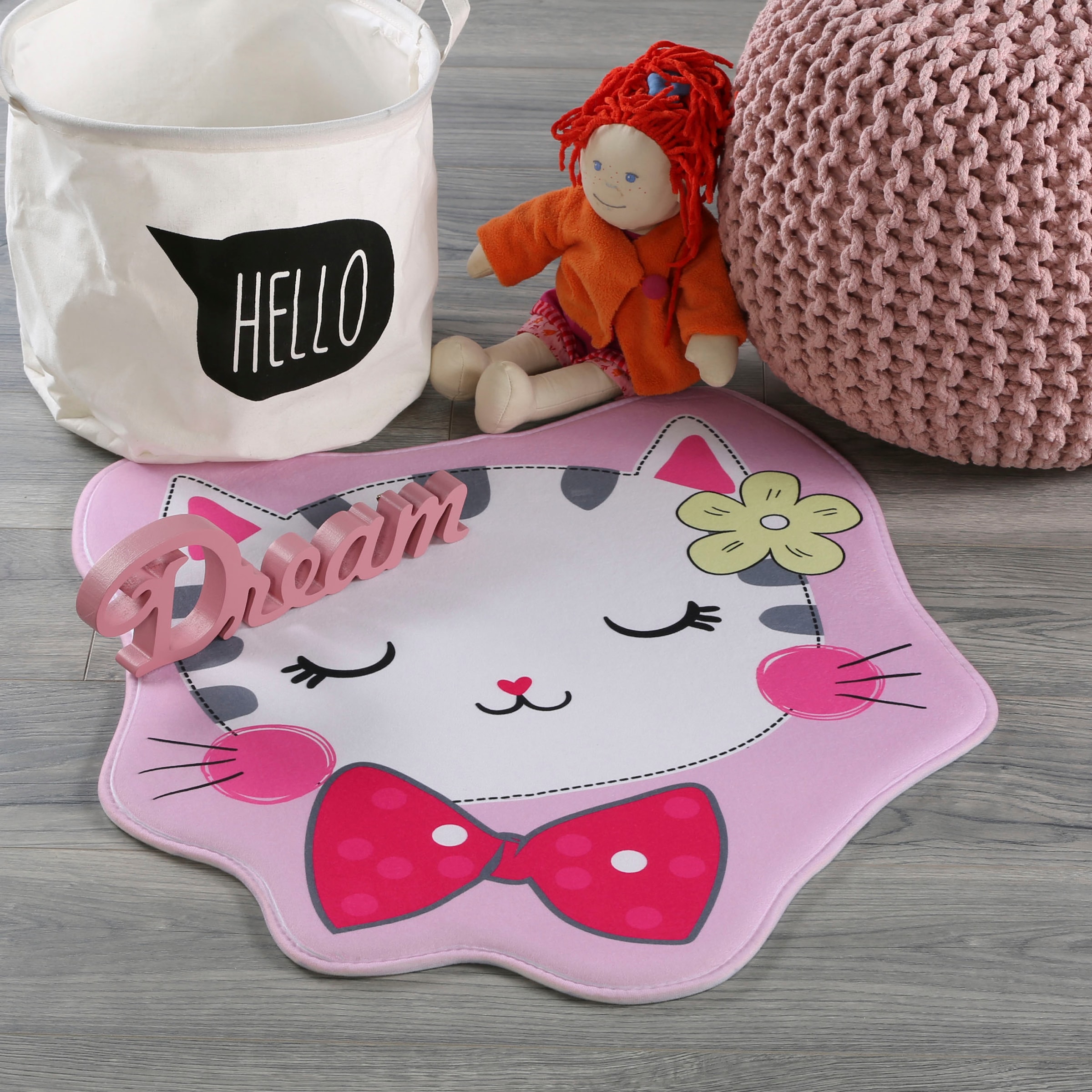Obsession Kinderteppich »My Mila Kids 142«, Motivform, 8 mm Höhe, Motiv Katze, waschbar, Kinderzimmer