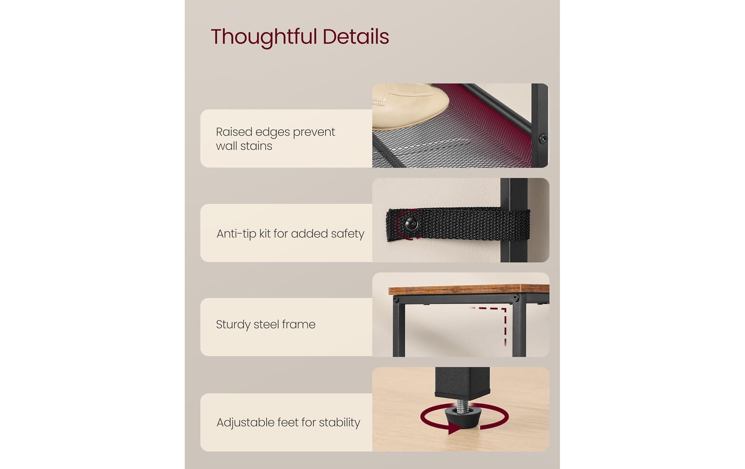 VASAGLE Étagère à chaussures »Industrial 28 x 114 cm«